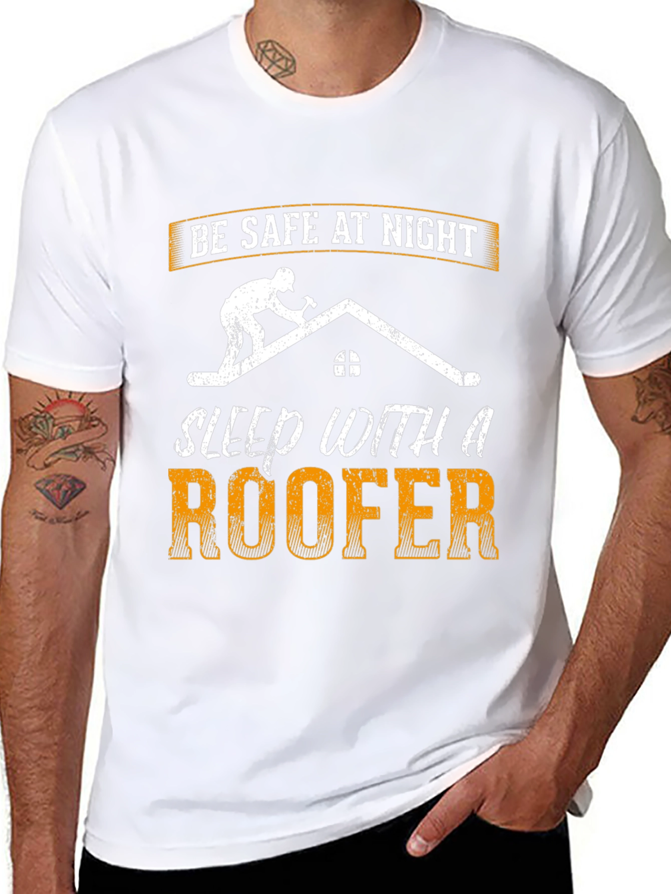 Be Safe at Night Roofer Graphic T-Shirt