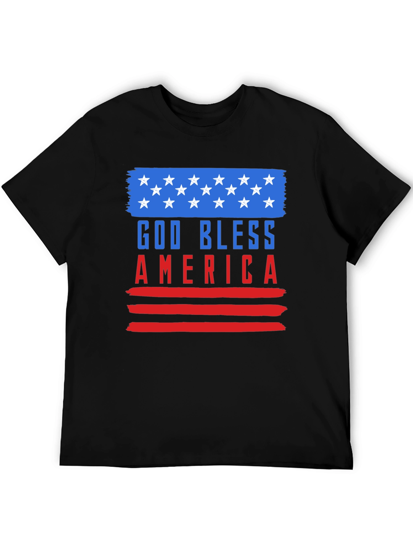 God Bless America Graphic Tee Patriotic USA Flag T-Shirt