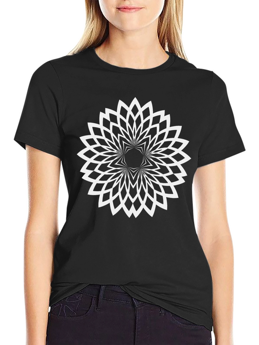 Abstract Geometric Flower Graphic T-Shirt