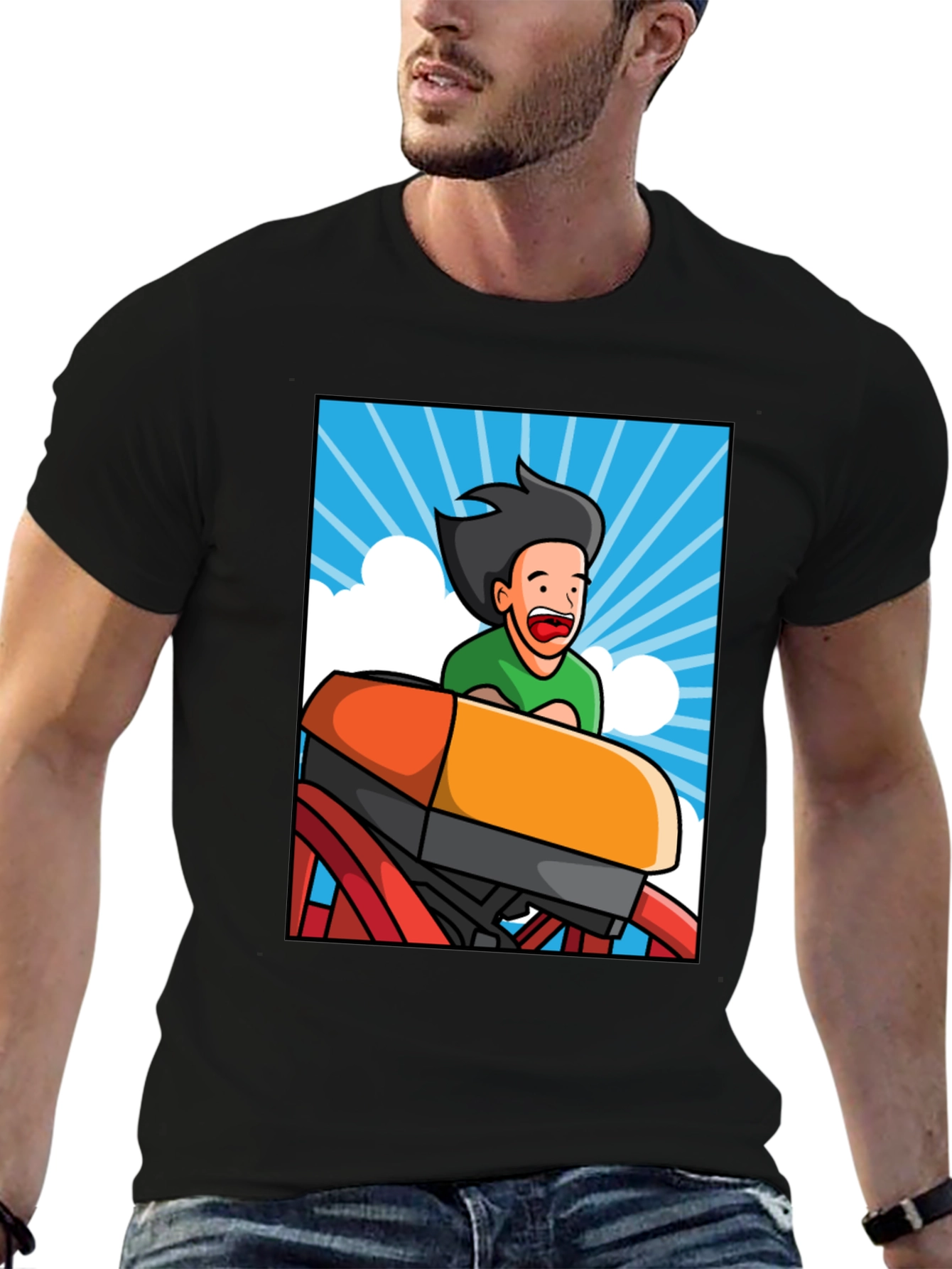 Cartoon Rollercoaster T-Shirt - Thrill Ride Tee