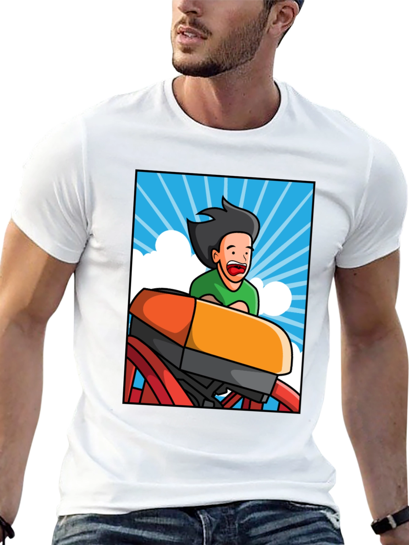 Cartoon Rollercoaster T-Shirt - Thrill Ride Tee