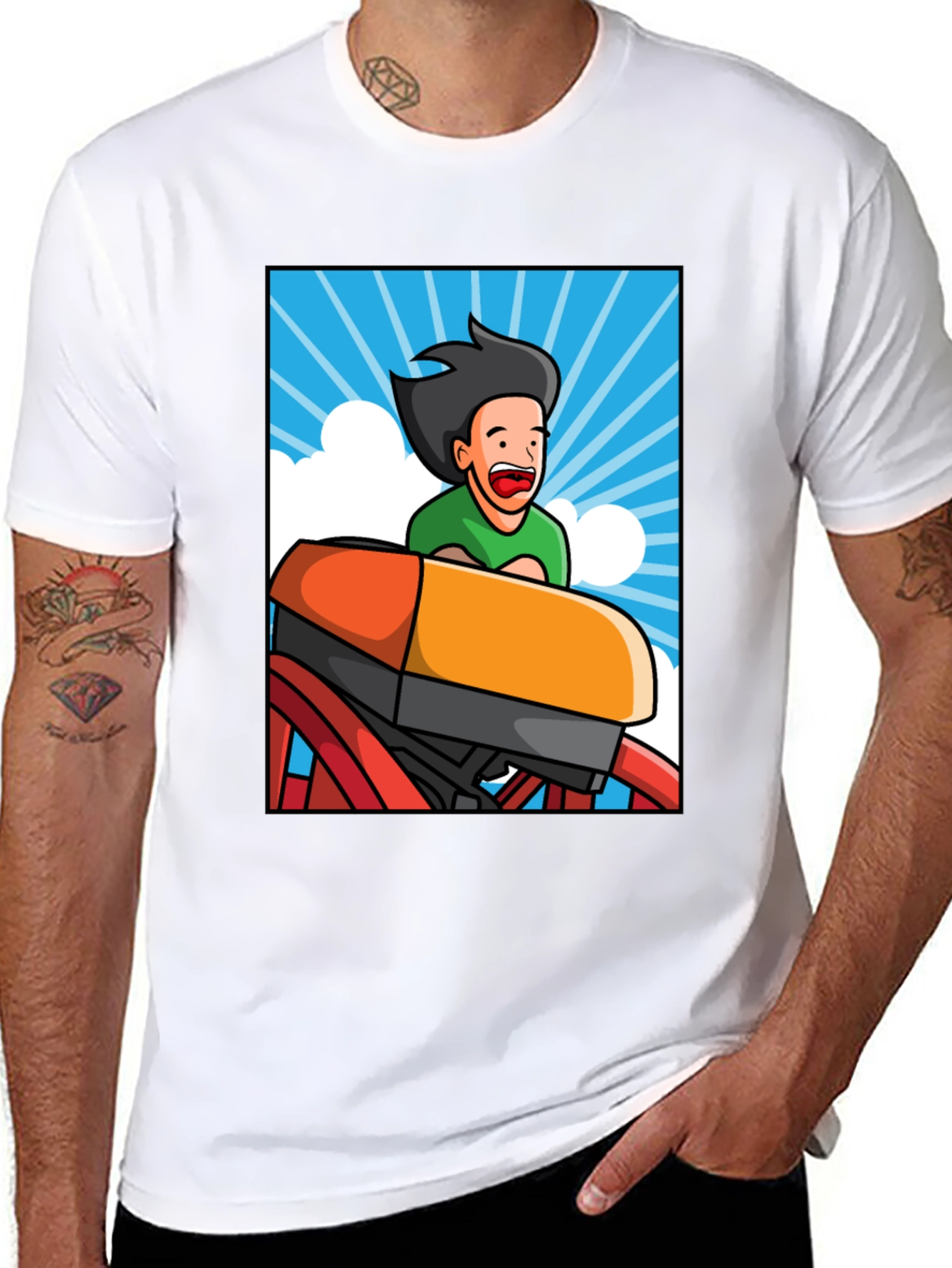 Cartoon Rollercoaster T-Shirt - Thrill Ride Tee
