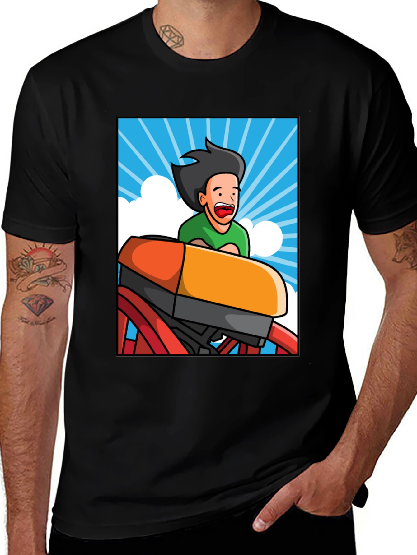 Cartoon Rollercoaster T-Shirt - Thrill Ride Tee