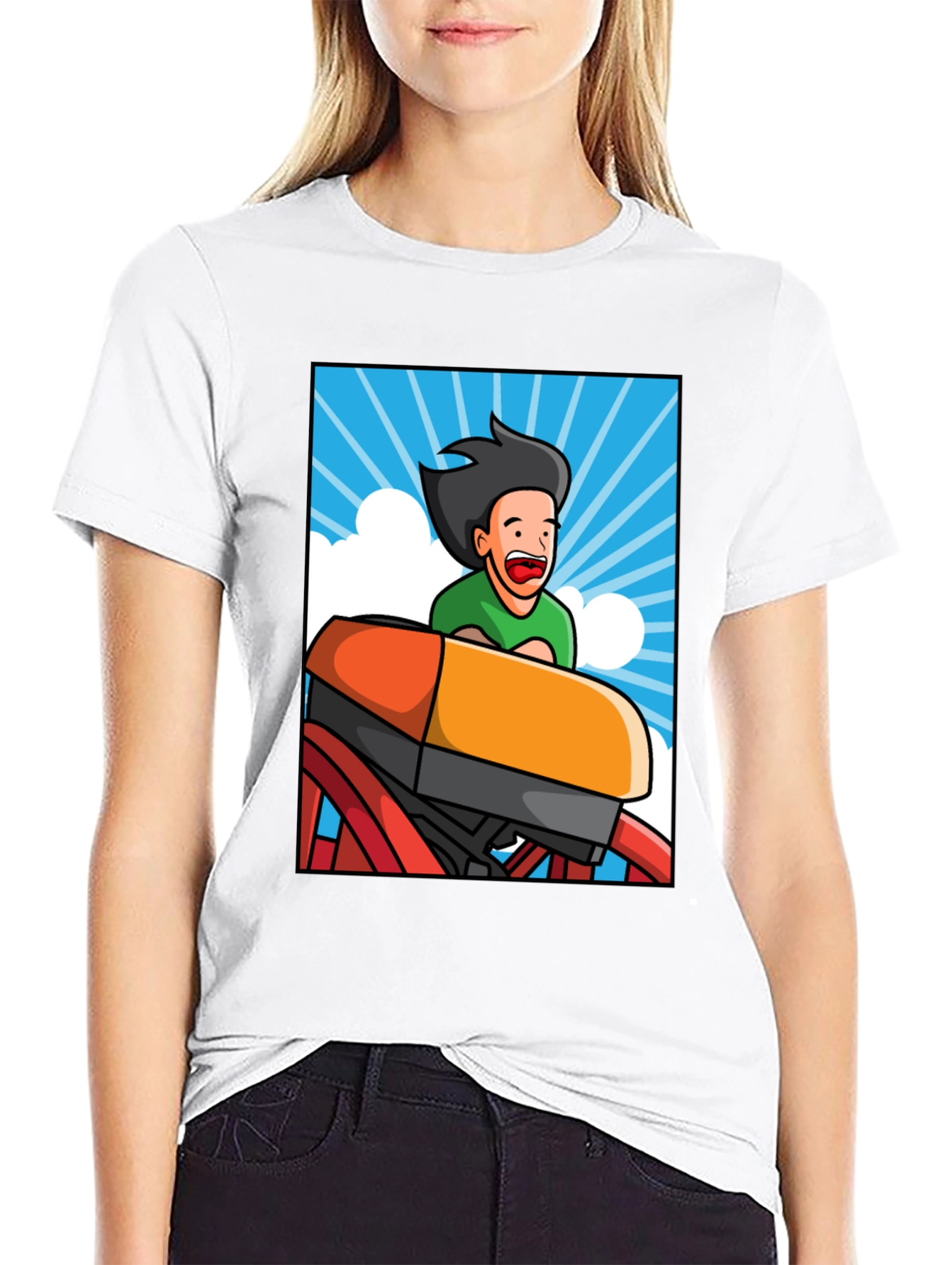 Cartoon Rollercoaster T-Shirt - Thrill Ride Tee