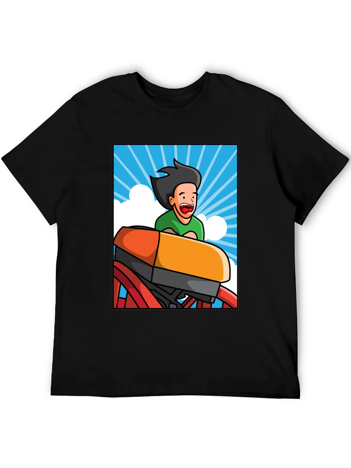 Cartoon Rollercoaster T-Shirt - Thrill Ride Tee