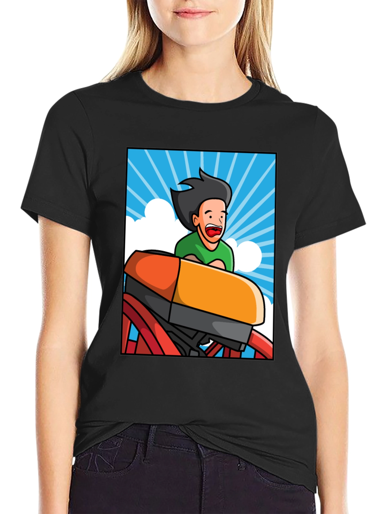 Cartoon Rollercoaster T-Shirt - Thrill Ride Tee