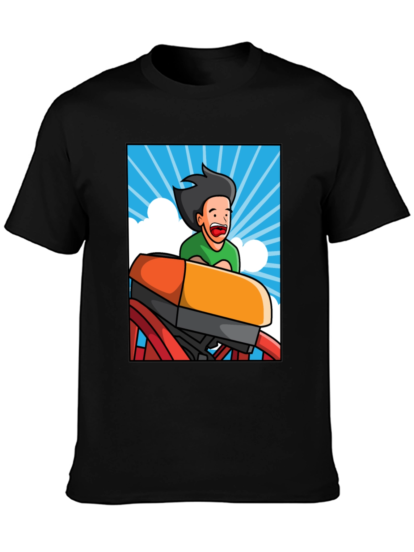 Cartoon Rollercoaster T-Shirt - Thrill Ride Tee