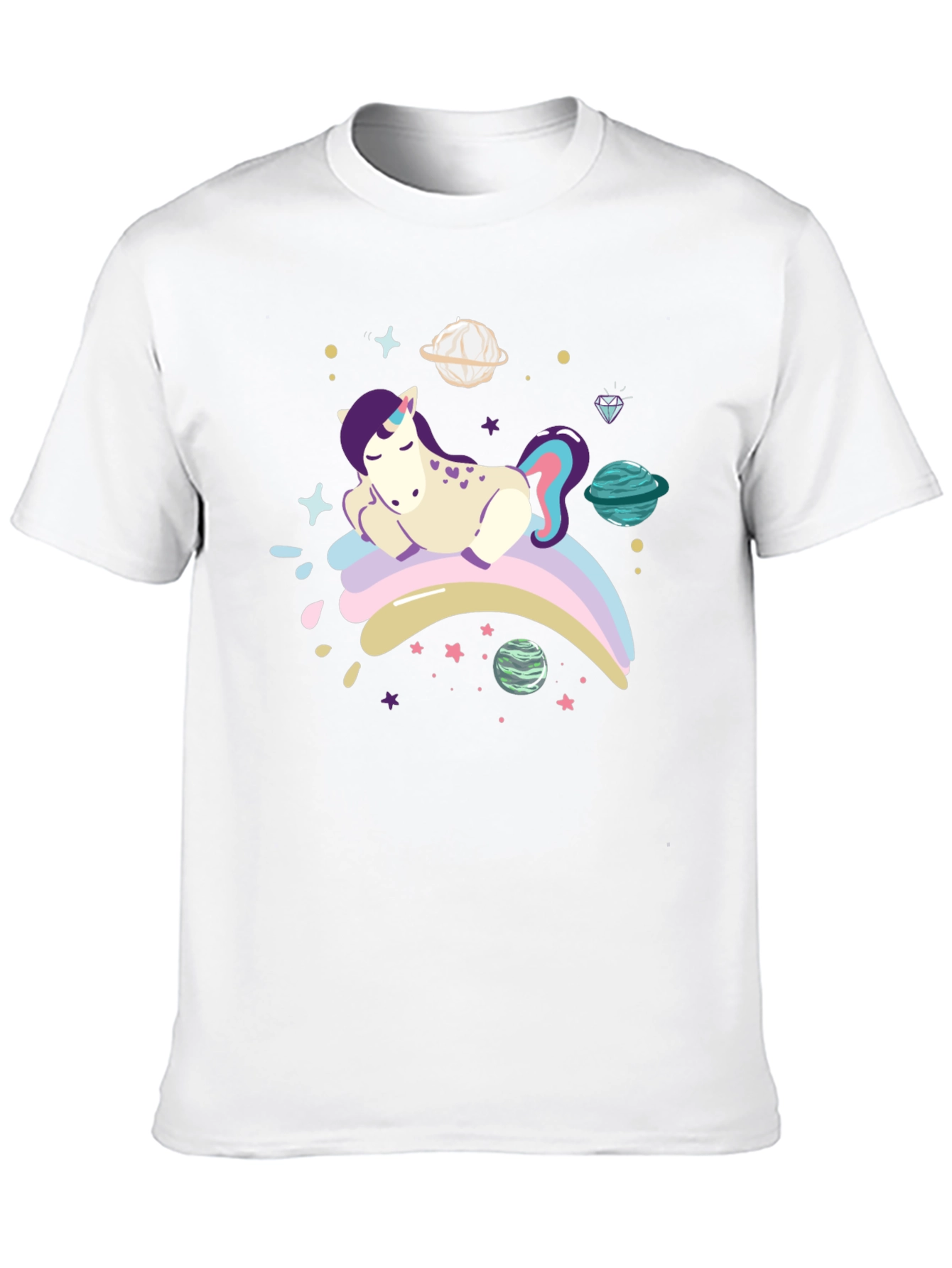 Cute Unicorn Galaxy T-Shirt - Black
