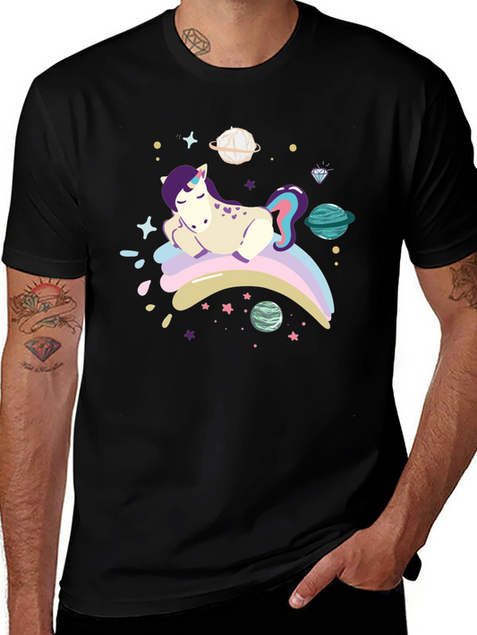 Cute Unicorn Galaxy T-Shirt - Black