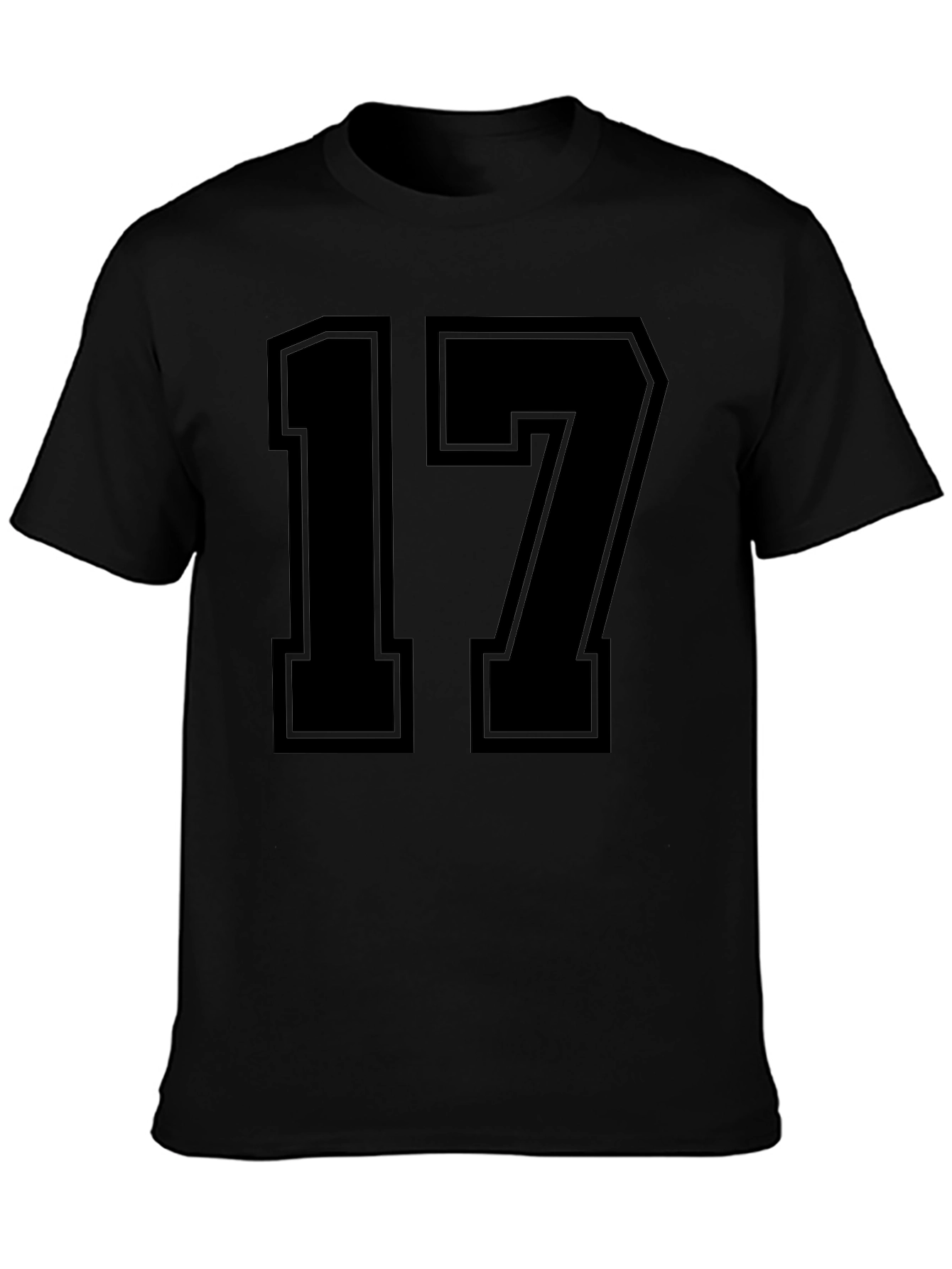 Black Jersey Number 17 Graphic T-Shirt