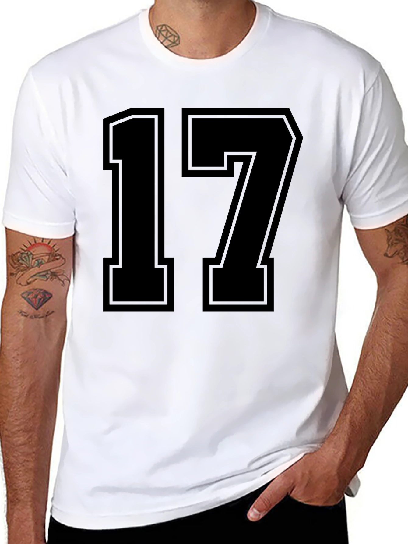 Black Jersey Number 17 Graphic T-Shirt