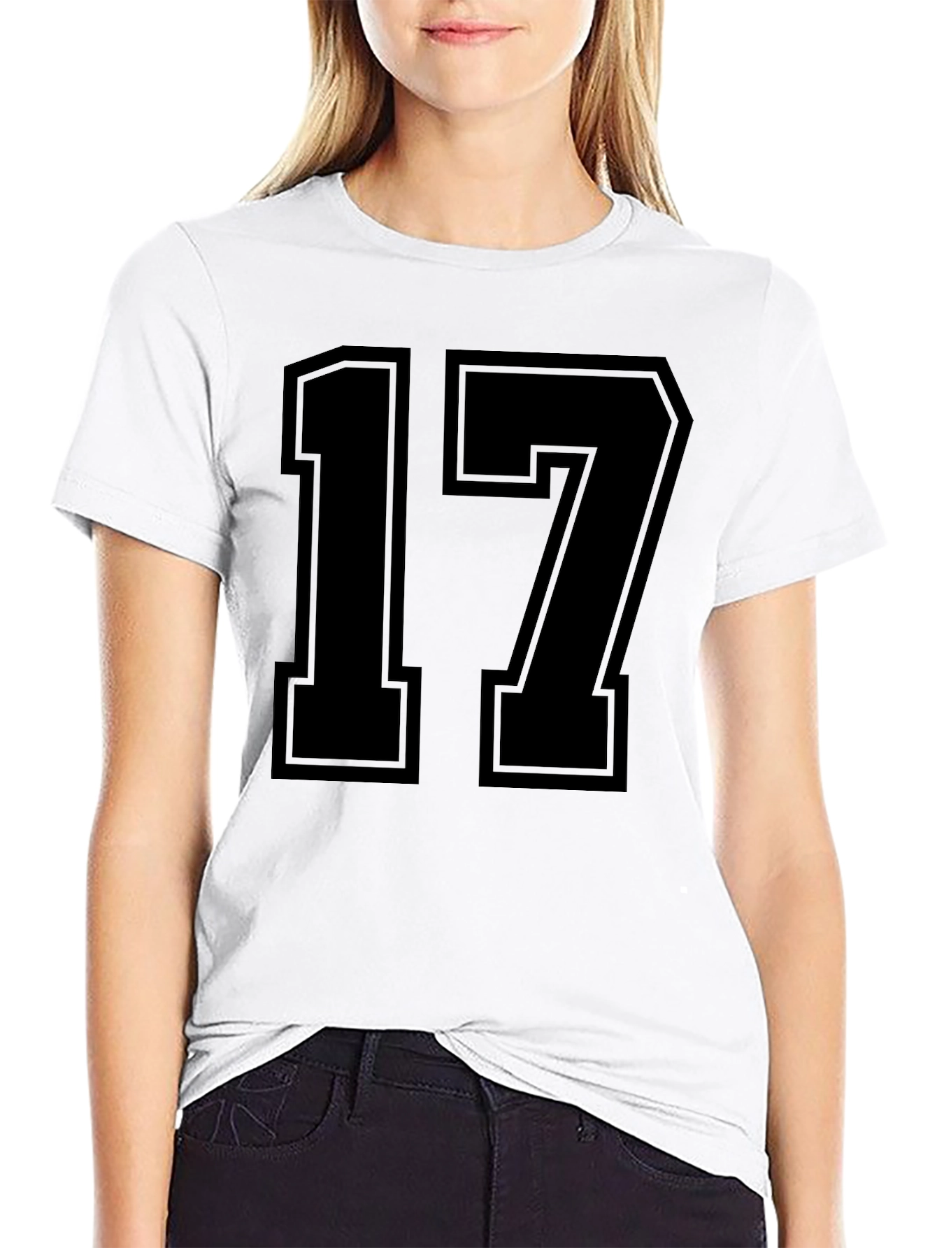 Black Jersey Number 17 Graphic T-Shirt