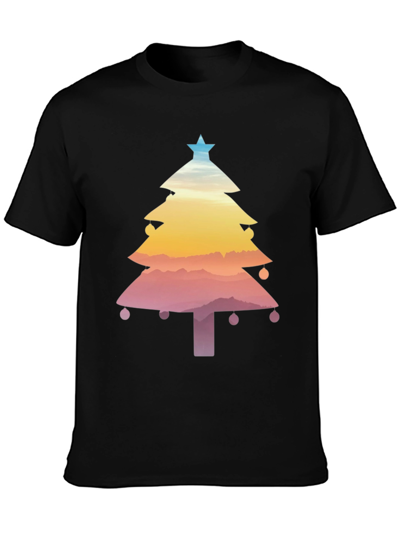Christmas Tree Sunset Graphic Tee