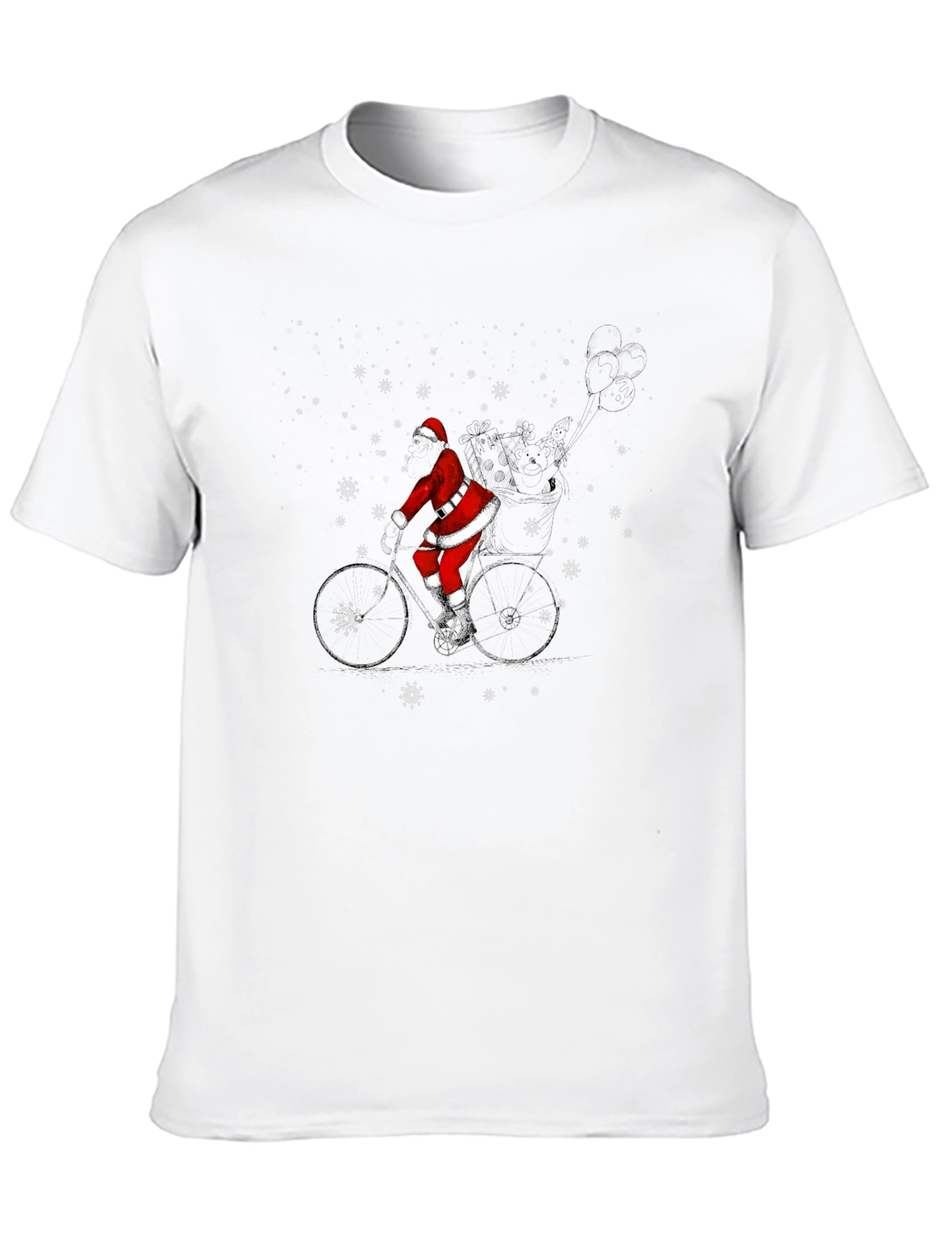 Santa Riding Bike Black T-Shirt