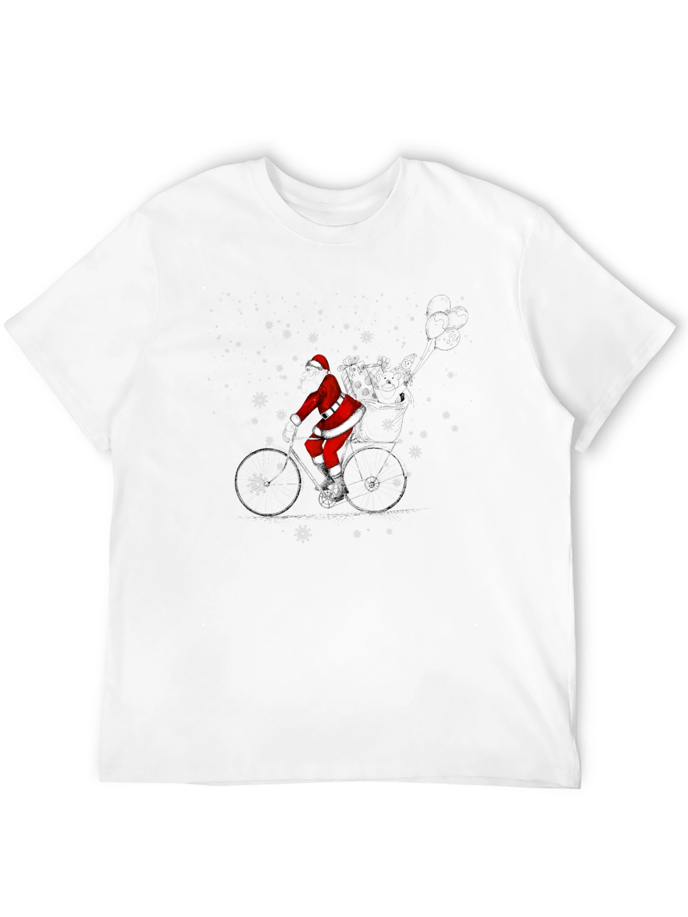 Santa Riding Bike Black T-Shirt