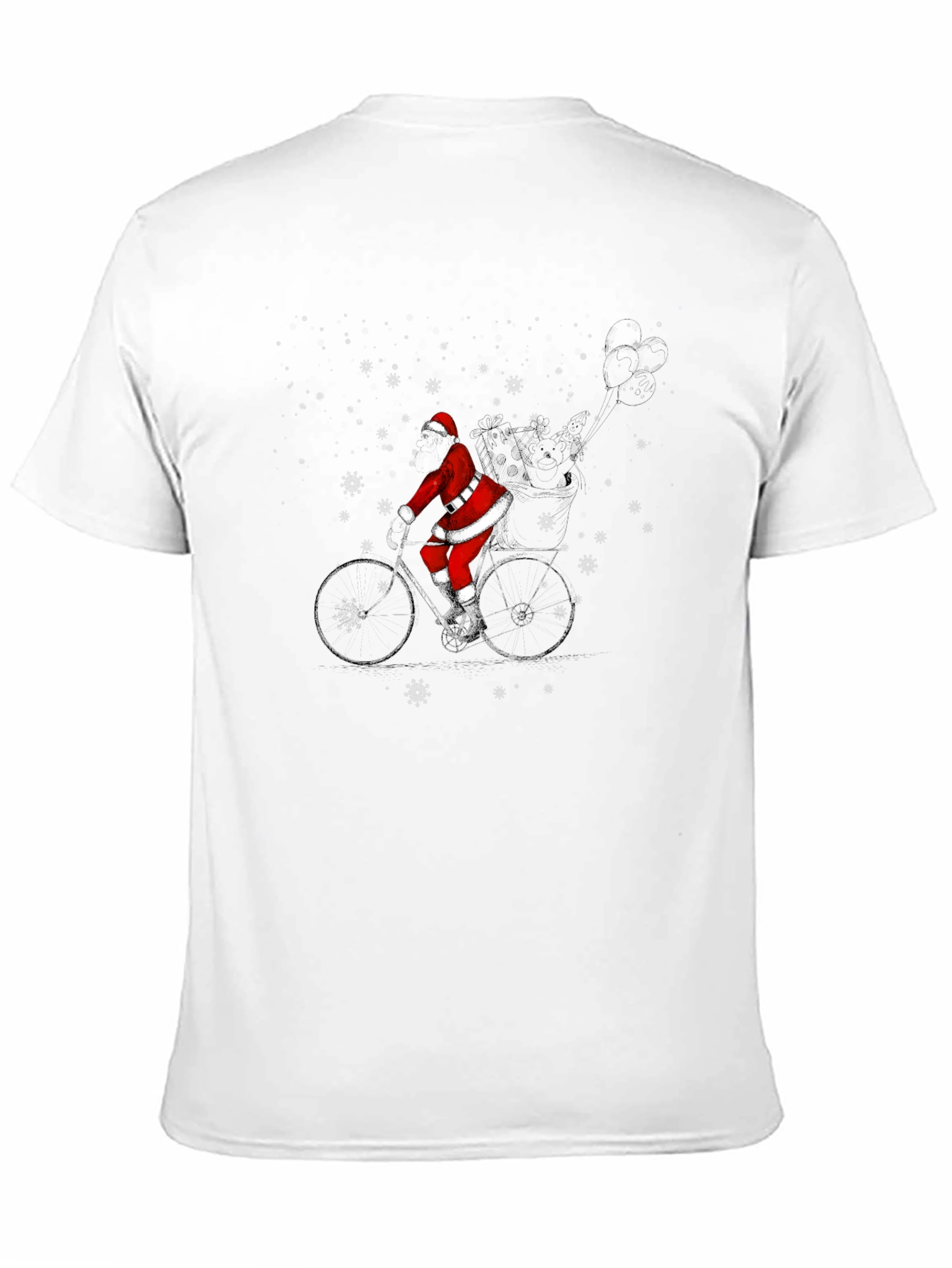Santa Riding Bike Black T-Shirt