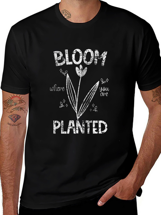 Bloom Where You Are Planted Black T-Shirt