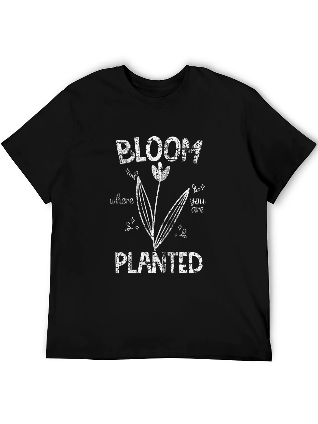 Bloom Where You Are Planted Black T-Shirt