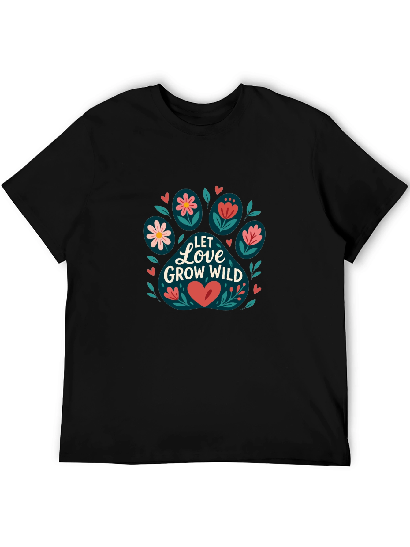 Let Love Grow Wild Black Graphic Tee