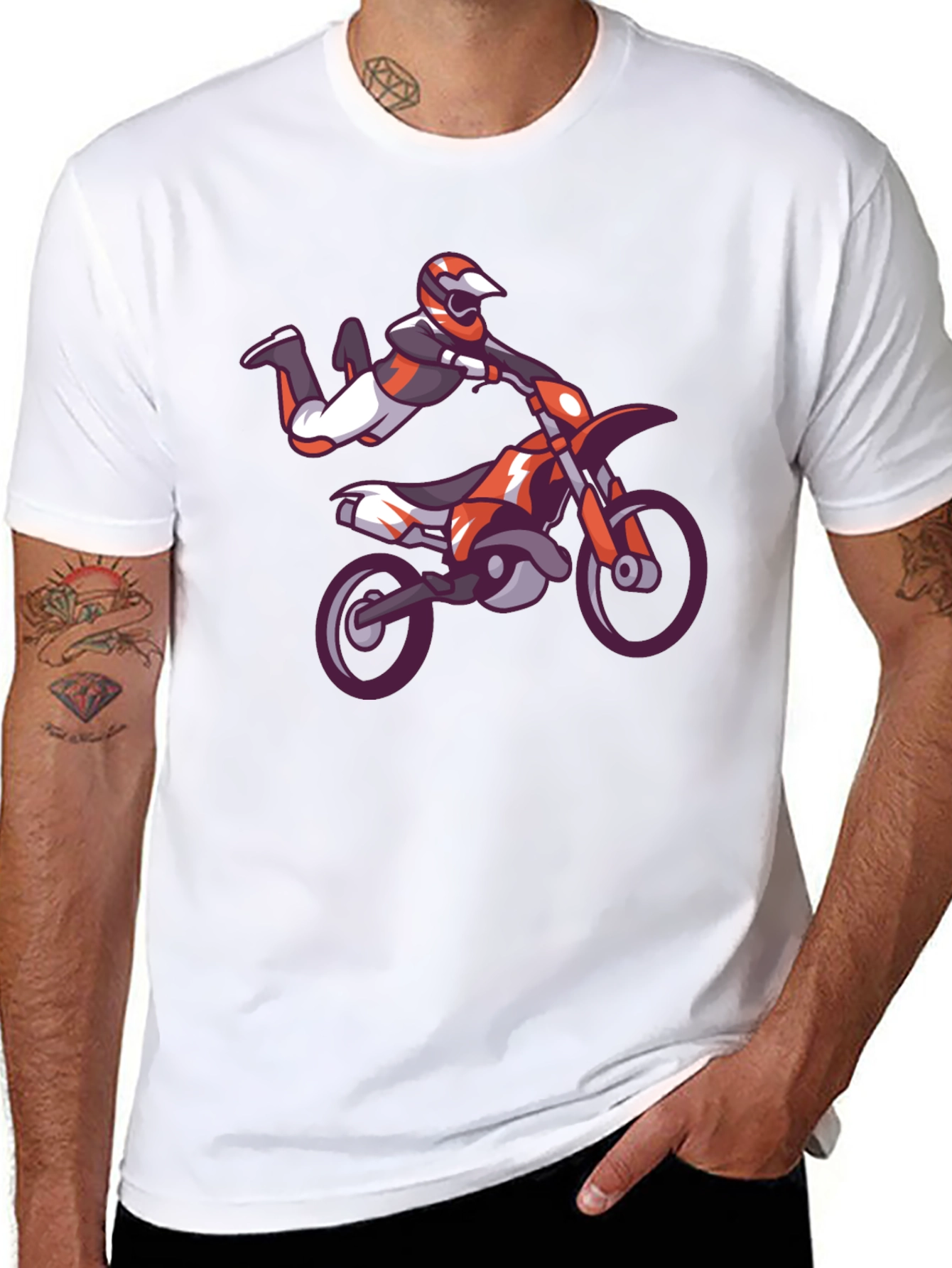 Motocross Stunt Black T-Shirt