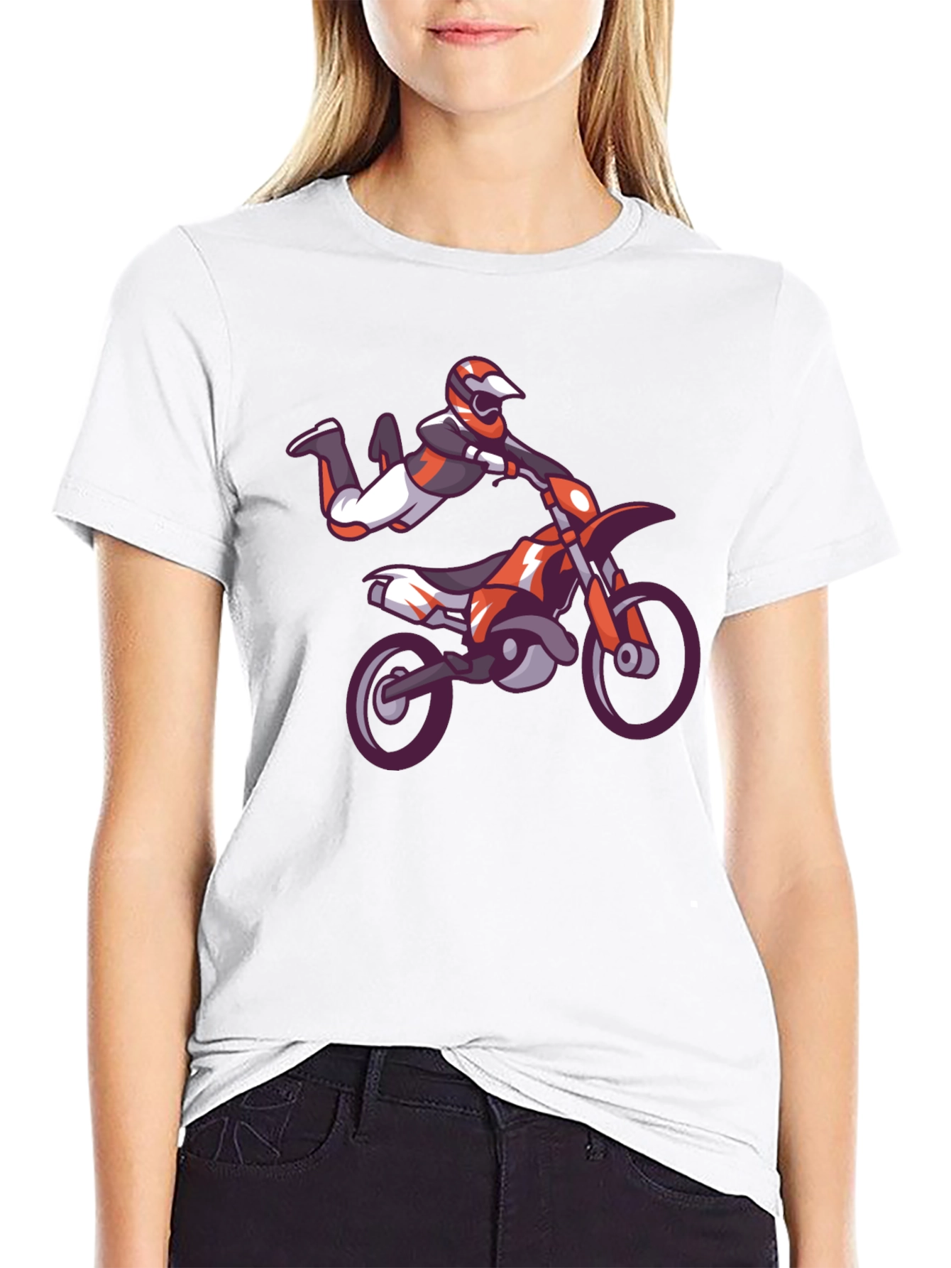 Motocross Stunt Black T-Shirt