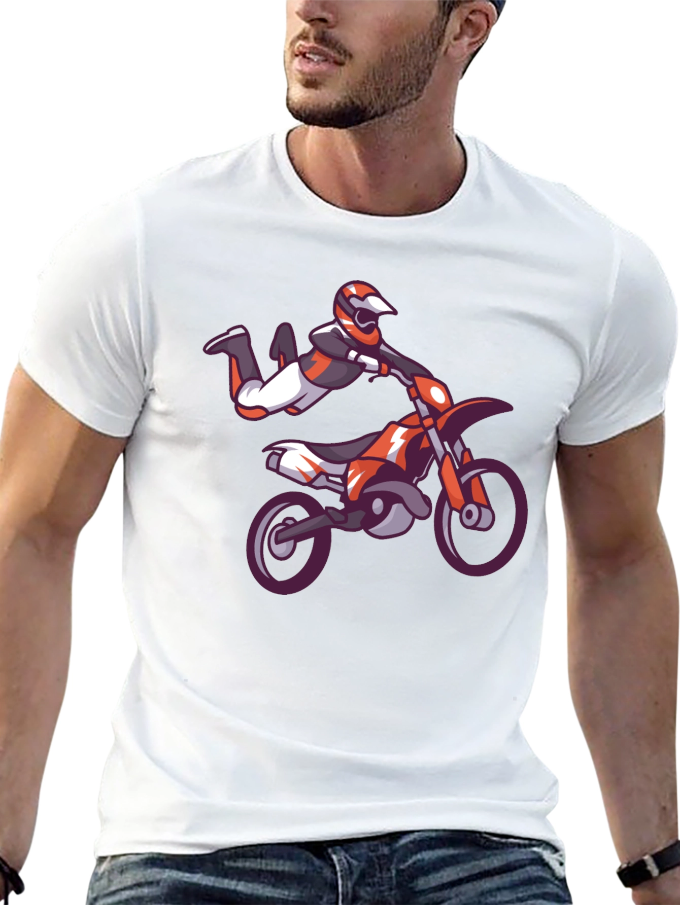 Motocross Stunt Black T-Shirt