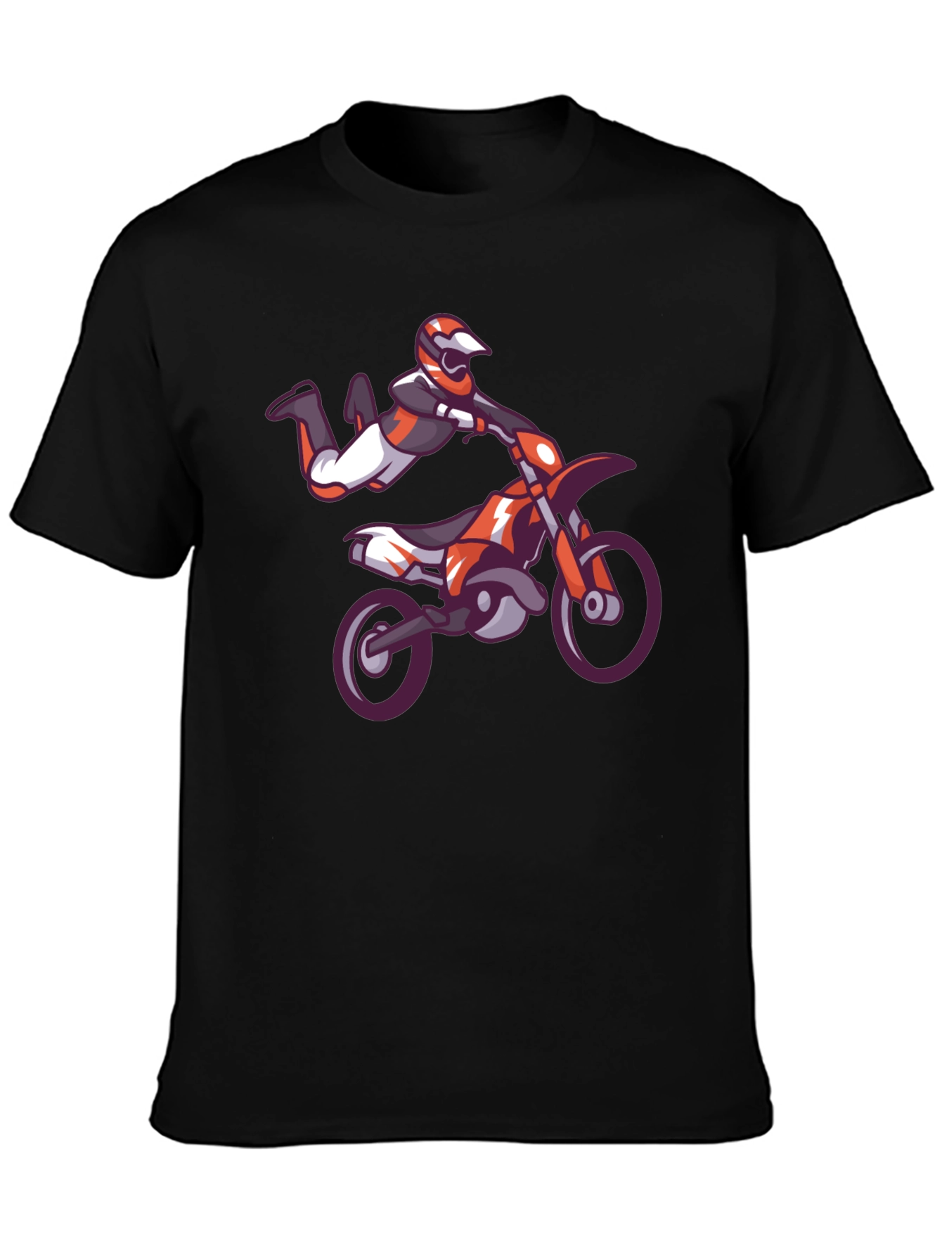 Motocross Stunt Black T-Shirt