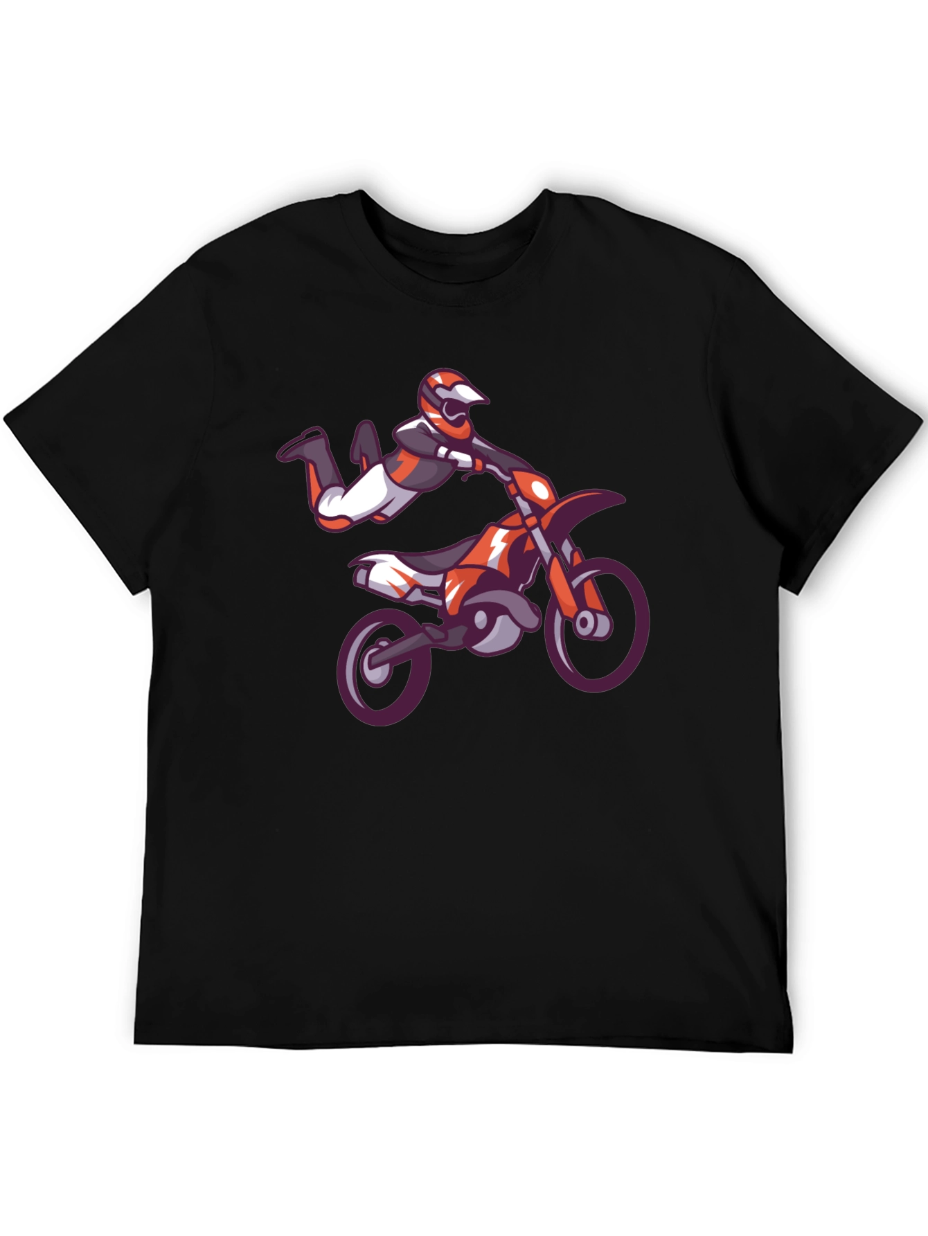 Motocross Stunt Black T-Shirt