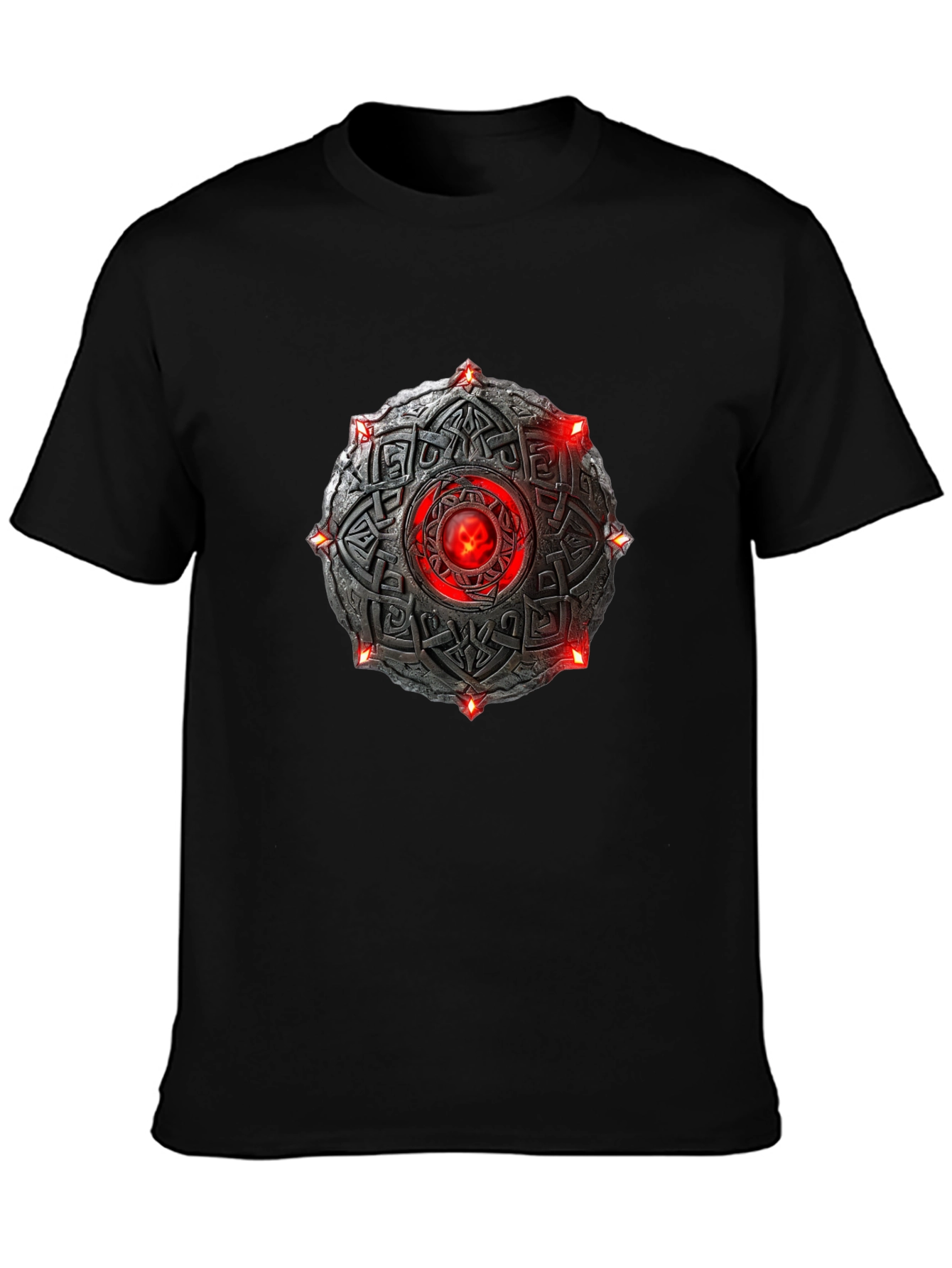 Celtic Shield T-Shirt - Red Stone Black Tee
