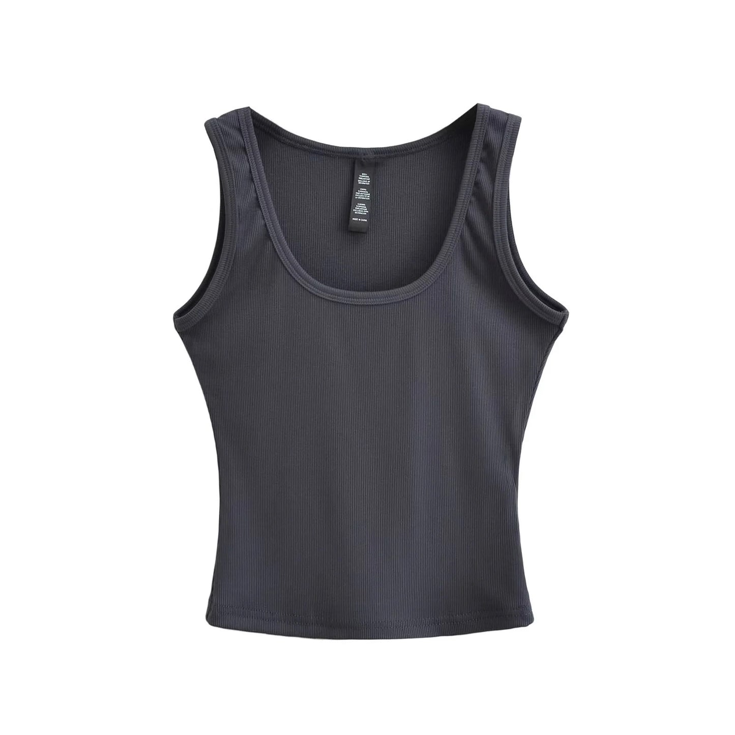 U-neck slim fit short sleeveless vest women's solid color tight suspender top