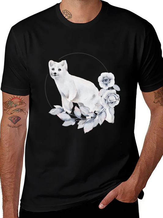 Arctic Fox Floral Graphic Tee - Stylish Mens Black T-Shirt