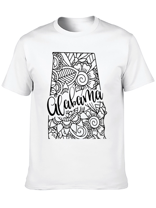 Alabama State Floral Design Black T-Shirt