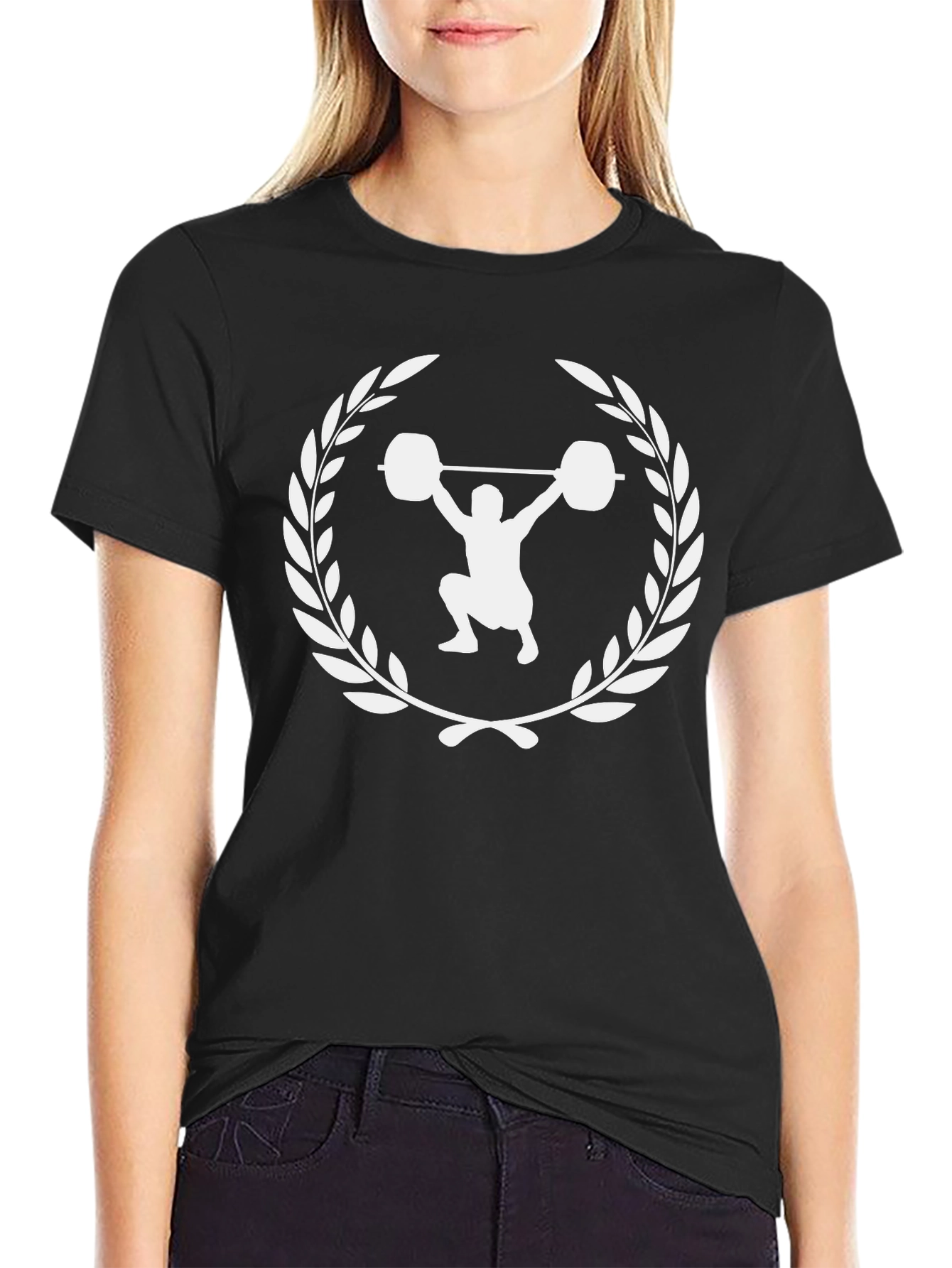 Weightlifting Laurel Wreath Black T-Shirt