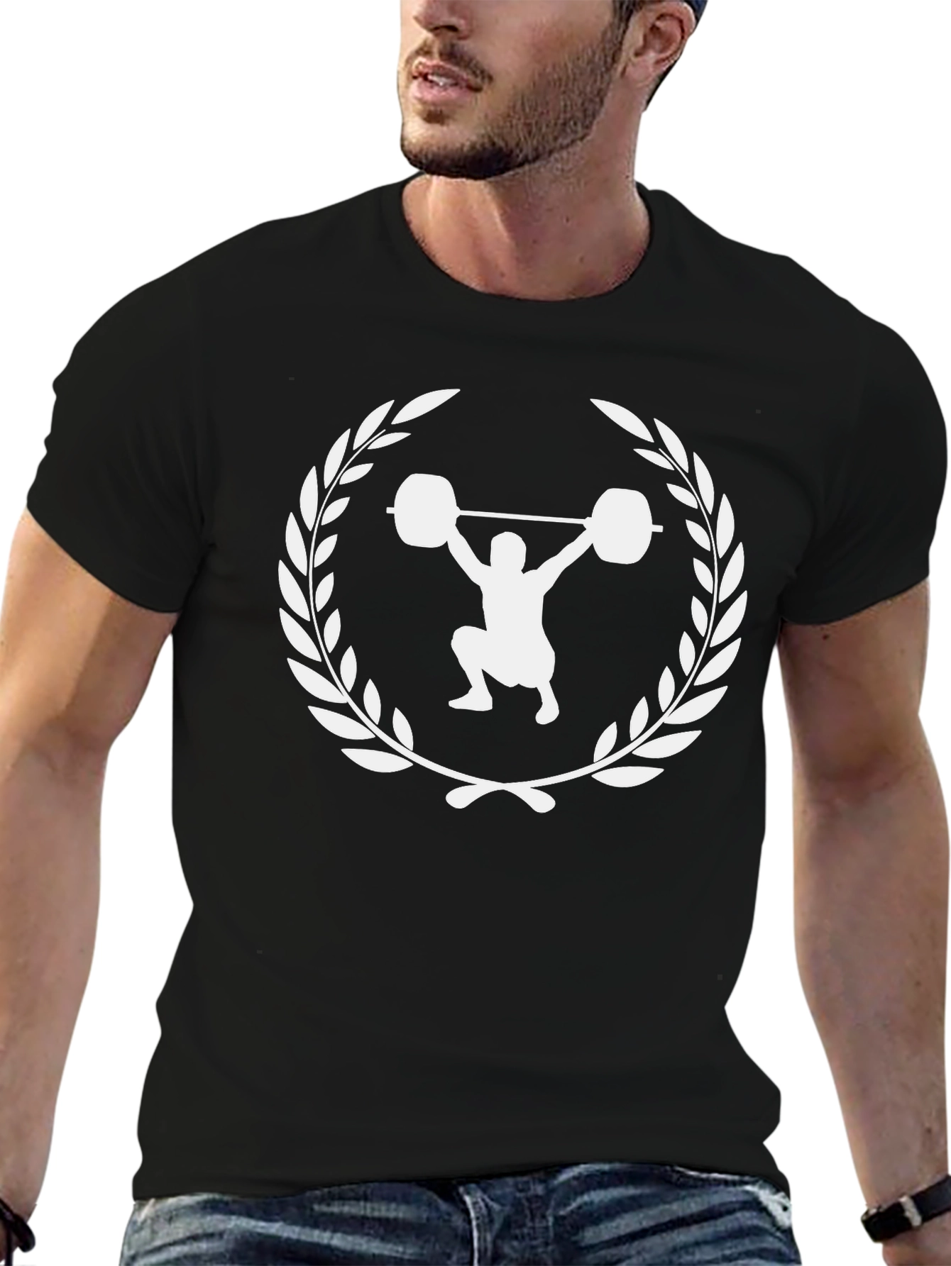 Weightlifting Laurel Wreath Black T-Shirt