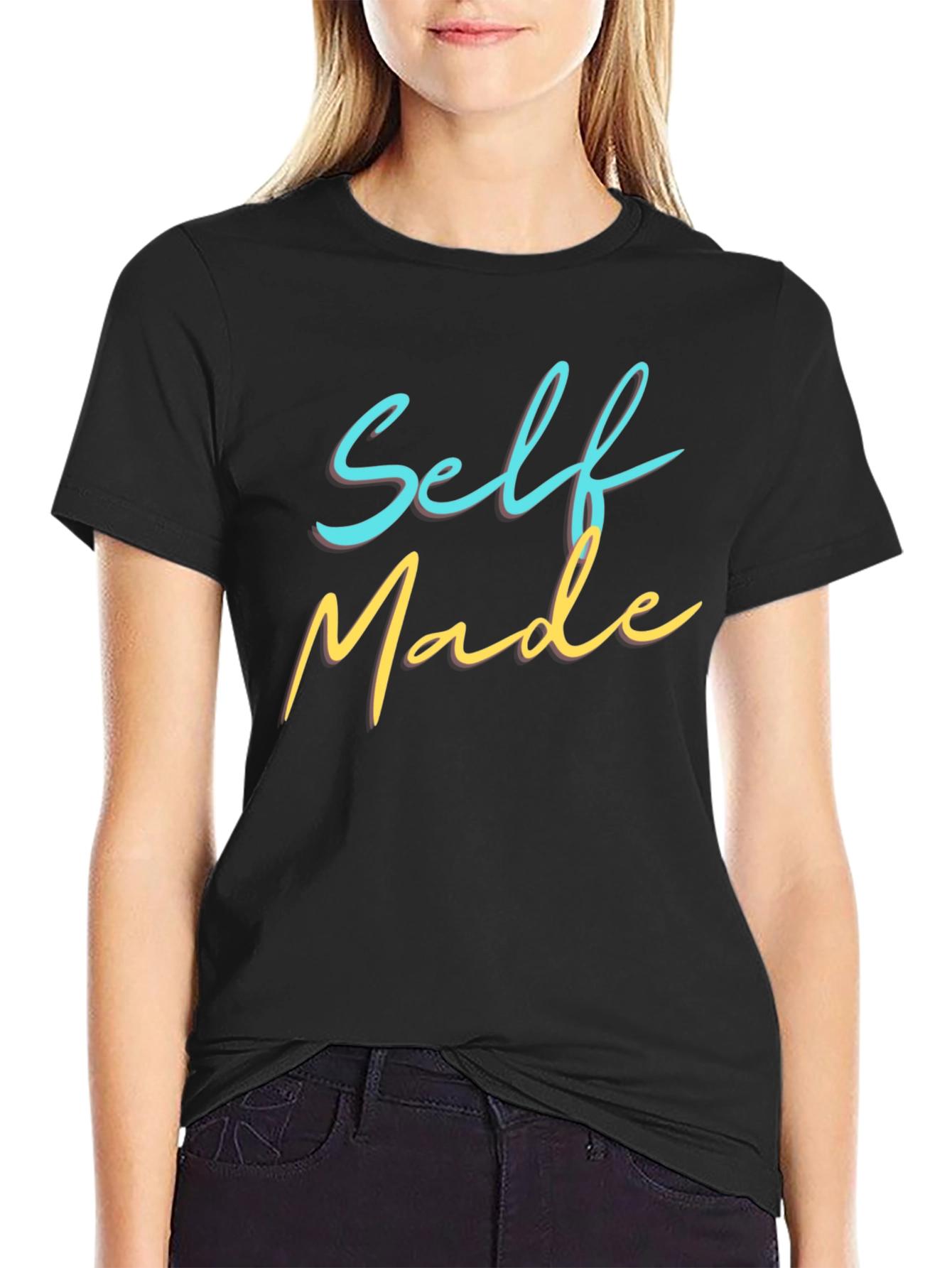 Self Made Graphic Tee - Black Cotton Crewneck