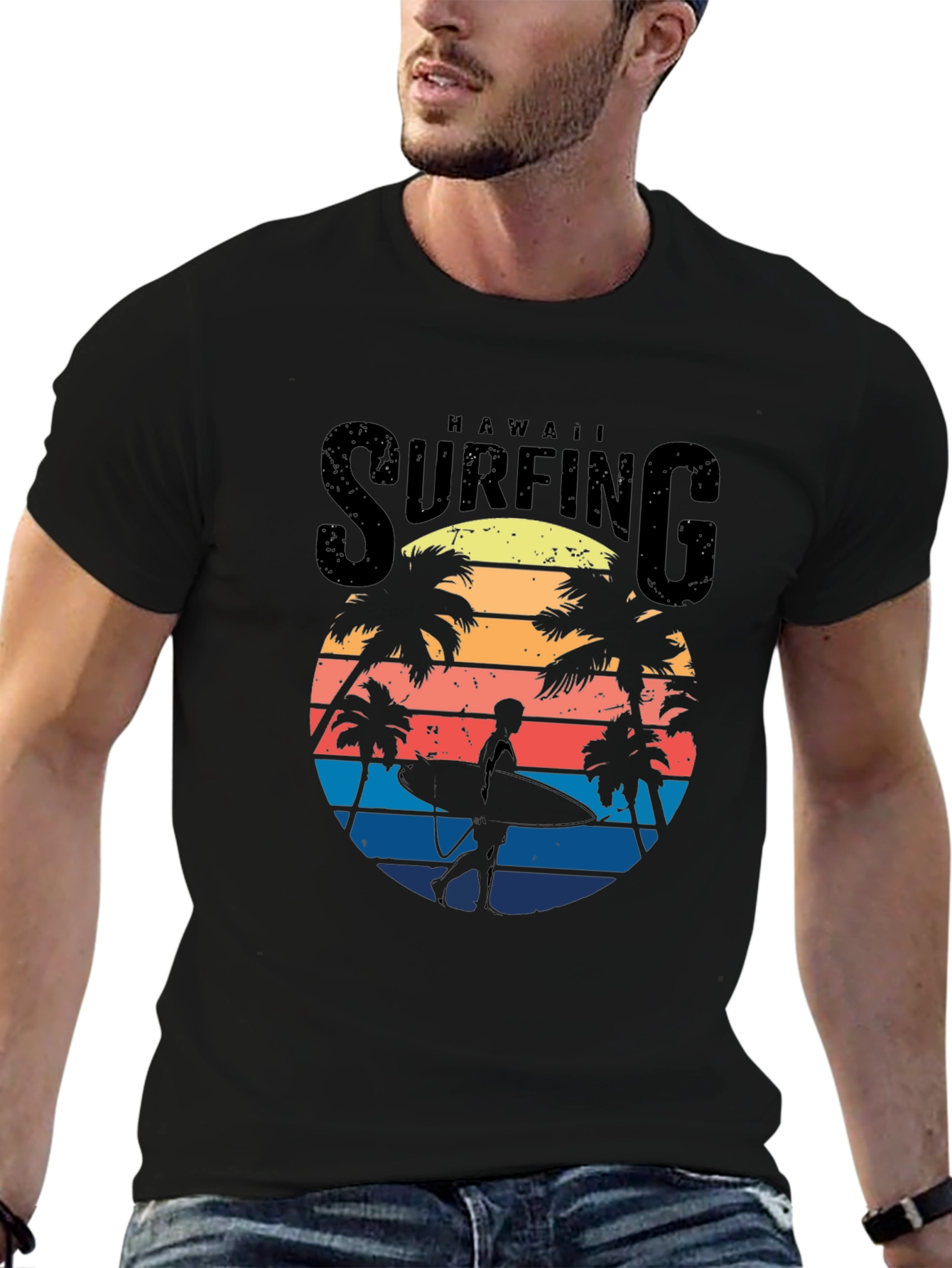 Hawaii Surfing Graphic Tee - Beach Vibes