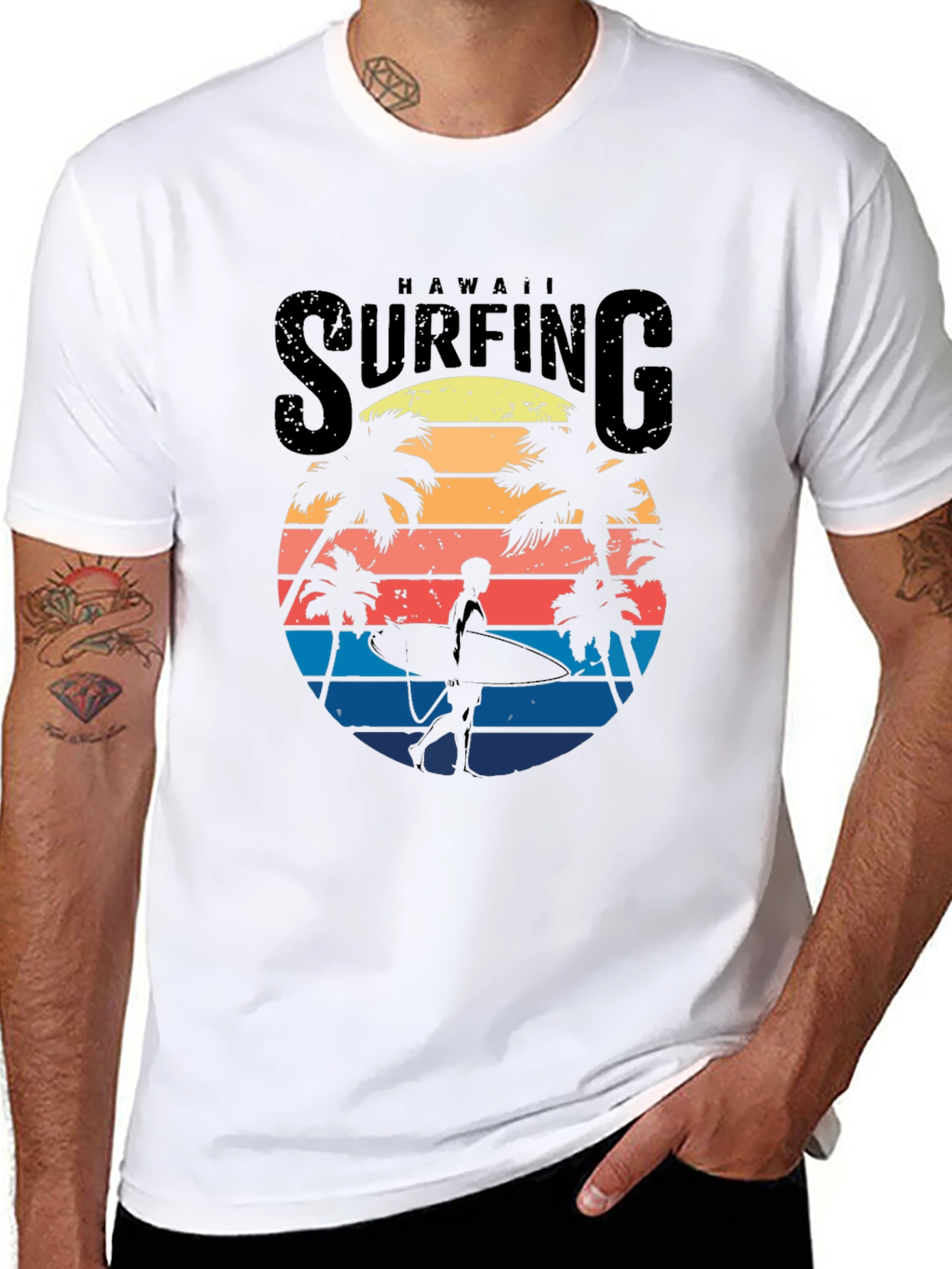 Hawaii Surfing Graphic Tee - Beach Vibes