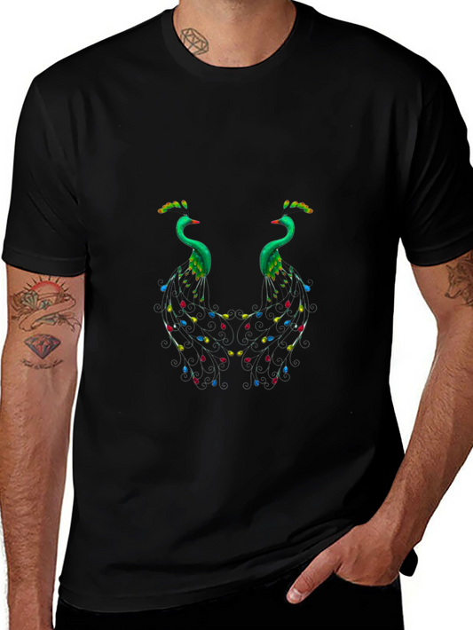 Peacock Graphic Black T-Shirt