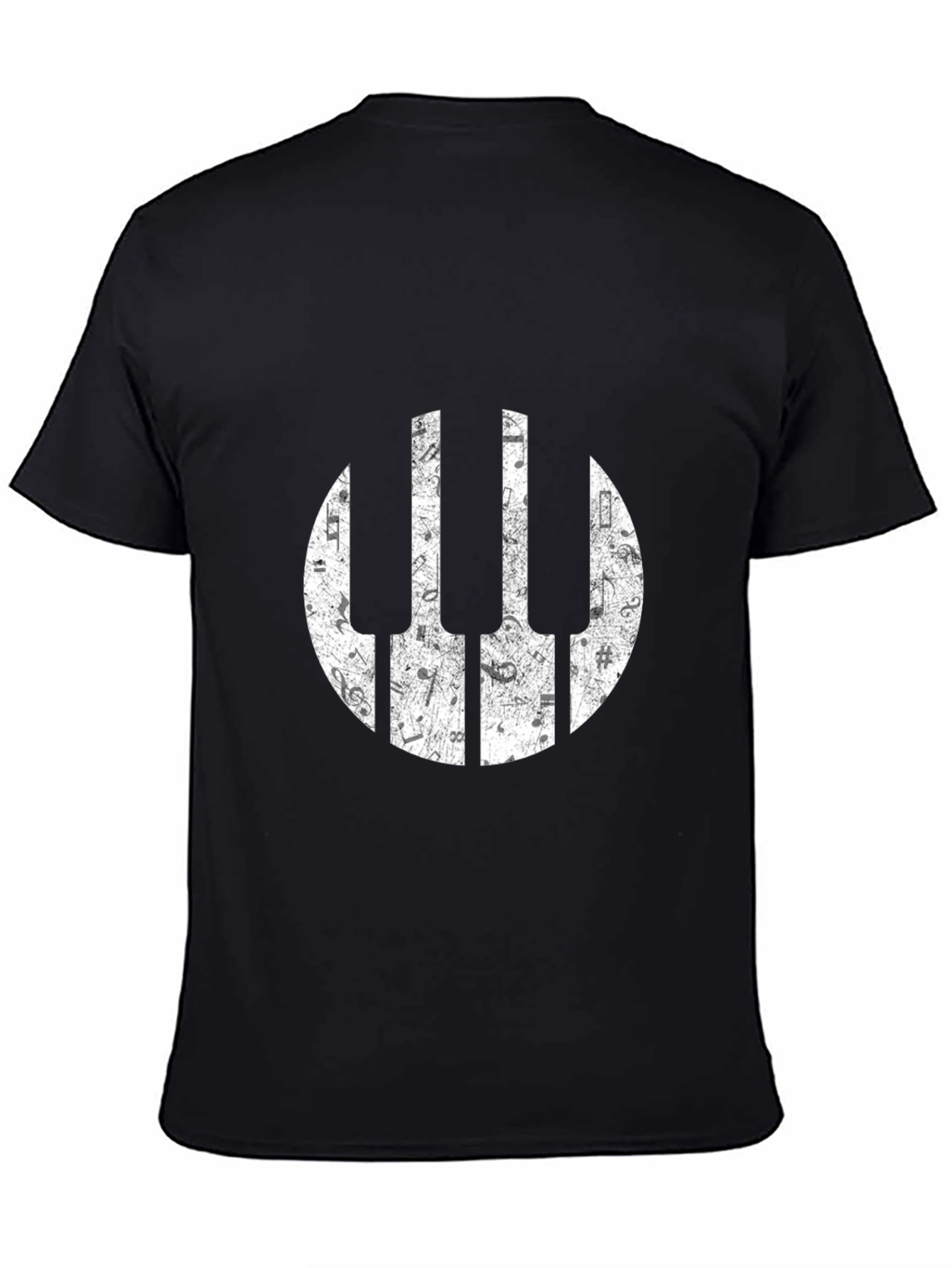 Musical Piano Keys Notes Graphic Black T-Shirt