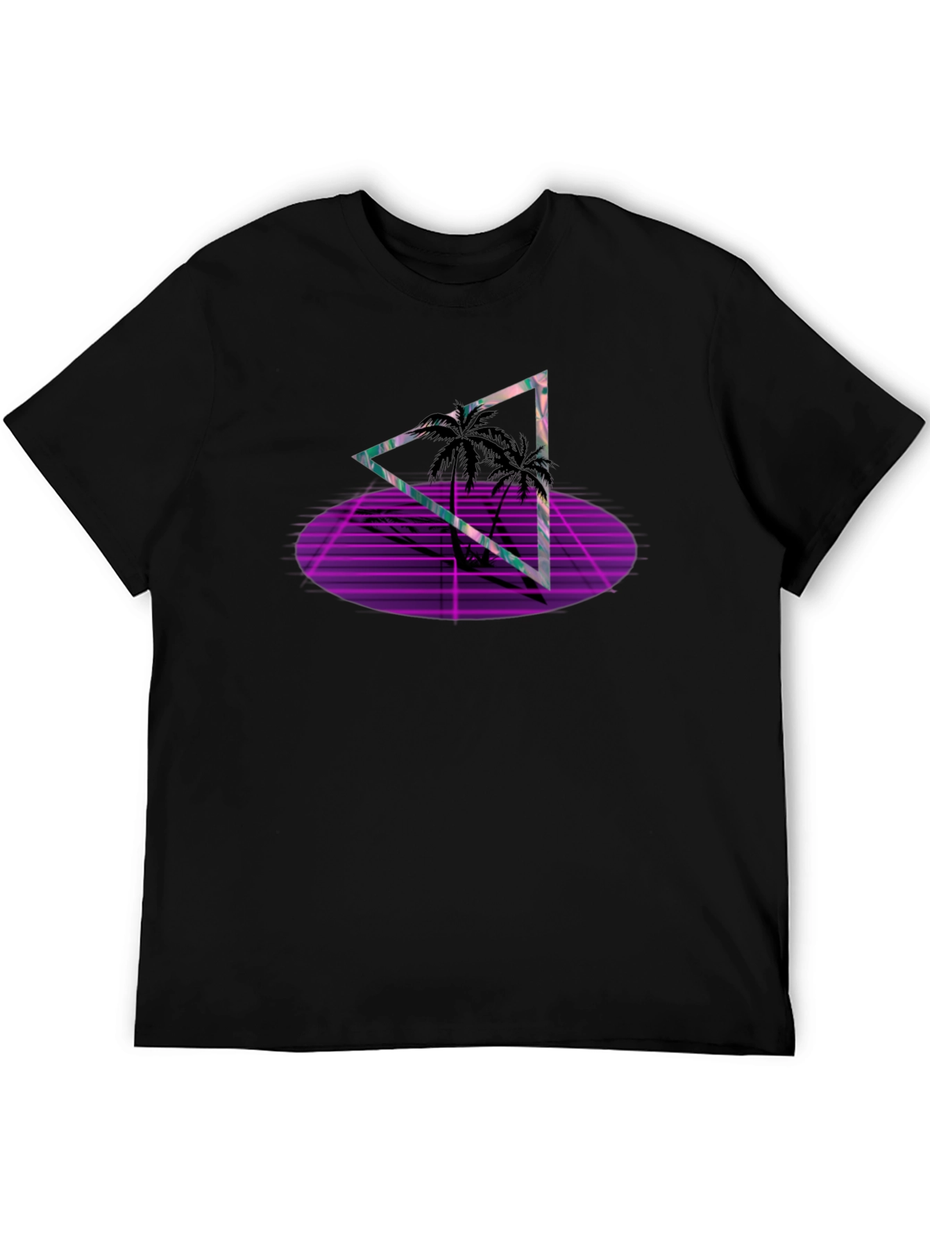 Retro Palm Triangle Black T-Shirt