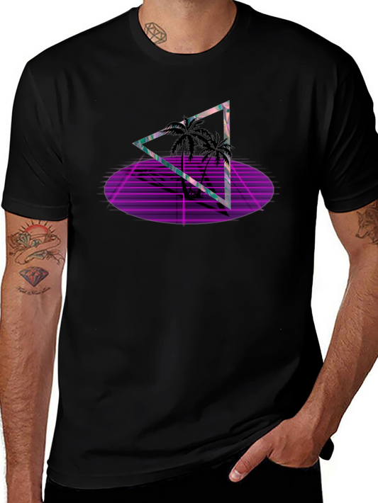Retro Palm Triangle Black T-Shirt