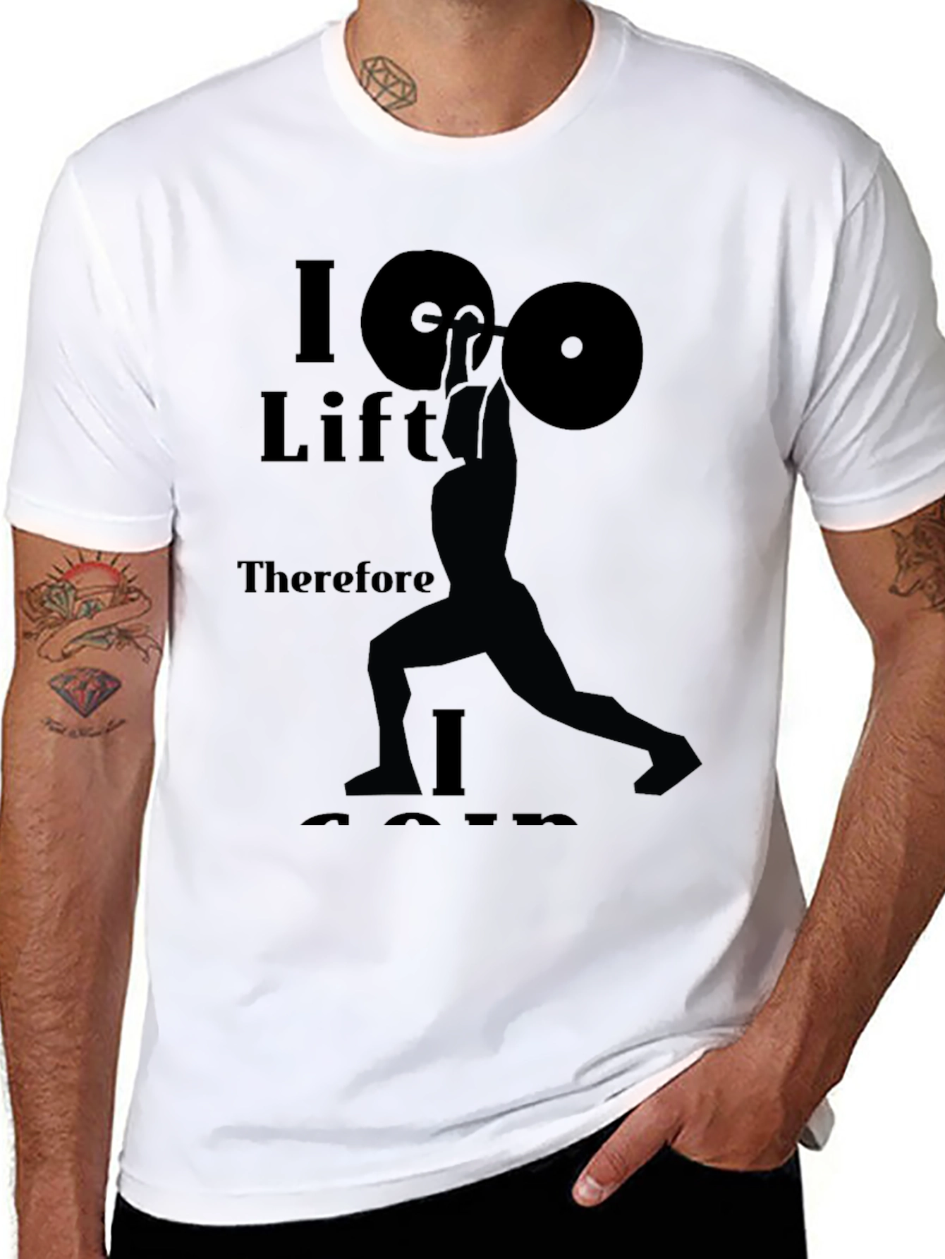 I Lift Therefore I Am Black T-Shirt