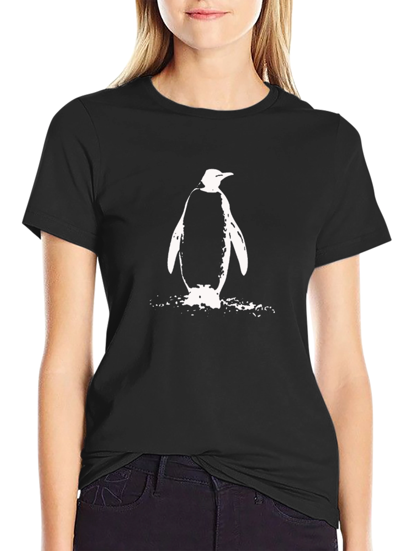 Penguin Graphic Tee - Black Cotton T-Shirt