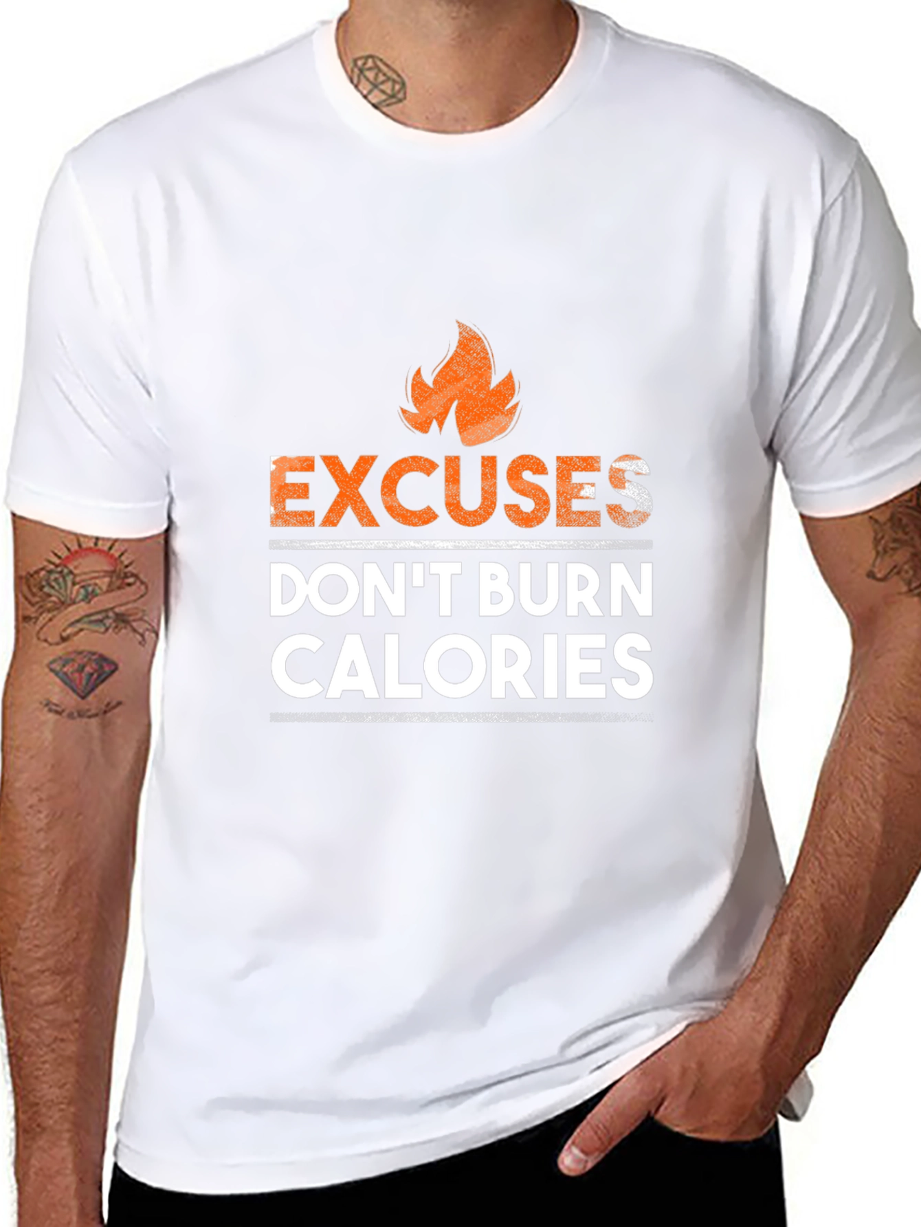 Excuses Dont Burn Calories Mens Black T-Shirt