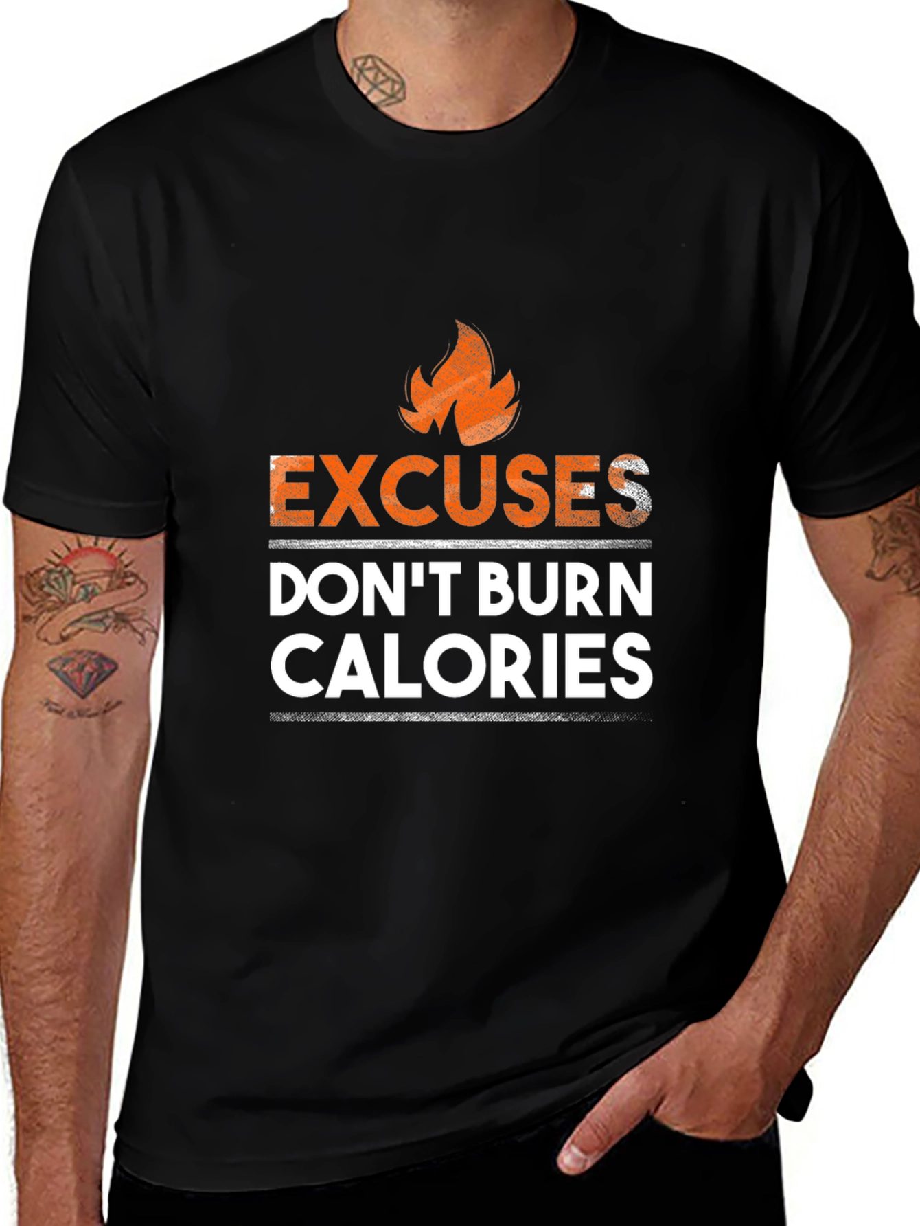 Excuses Dont Burn Calories Mens Black T-Shirt