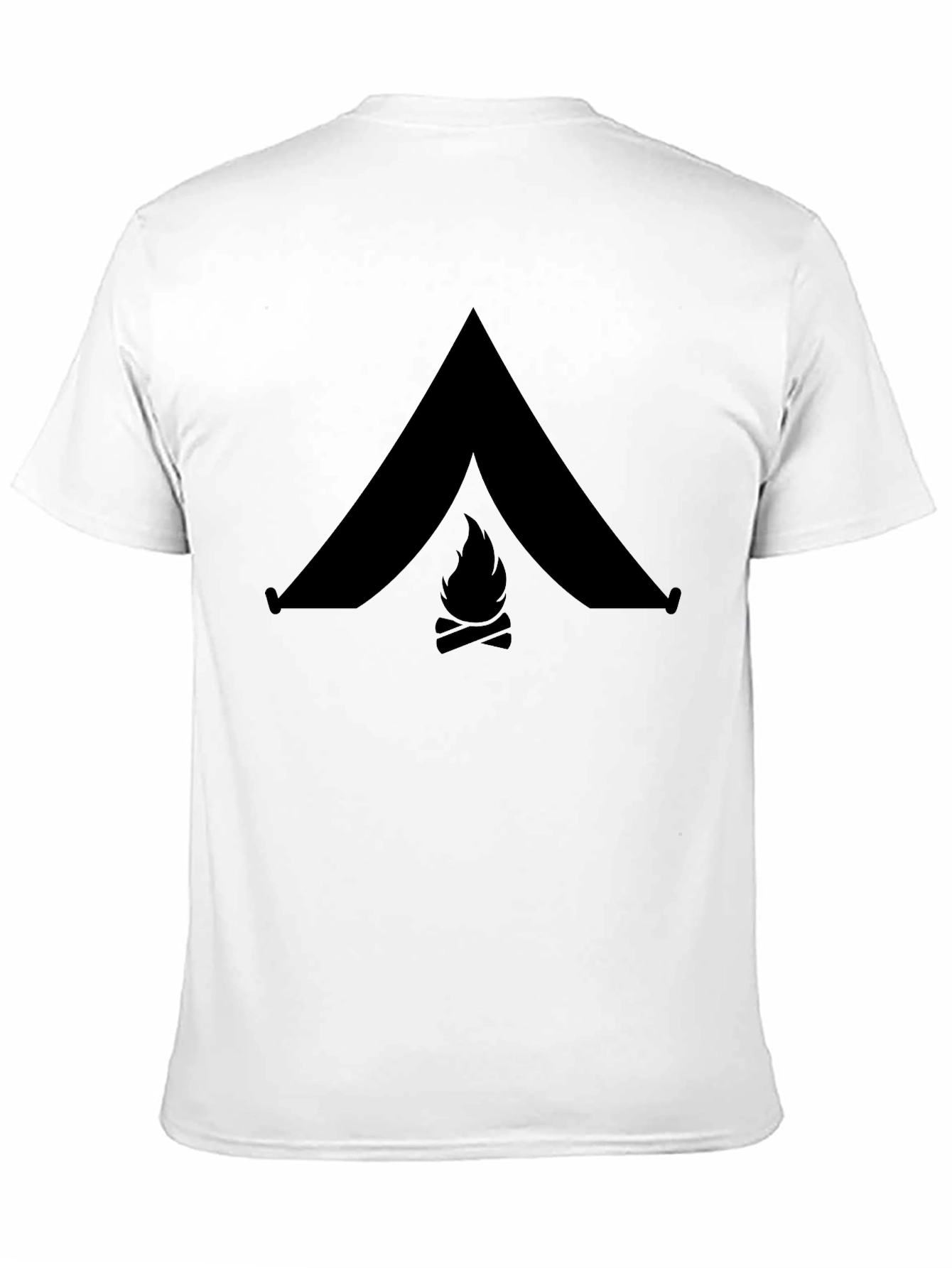 Camping Tent & Bonfire Graphic Black T-Shirt