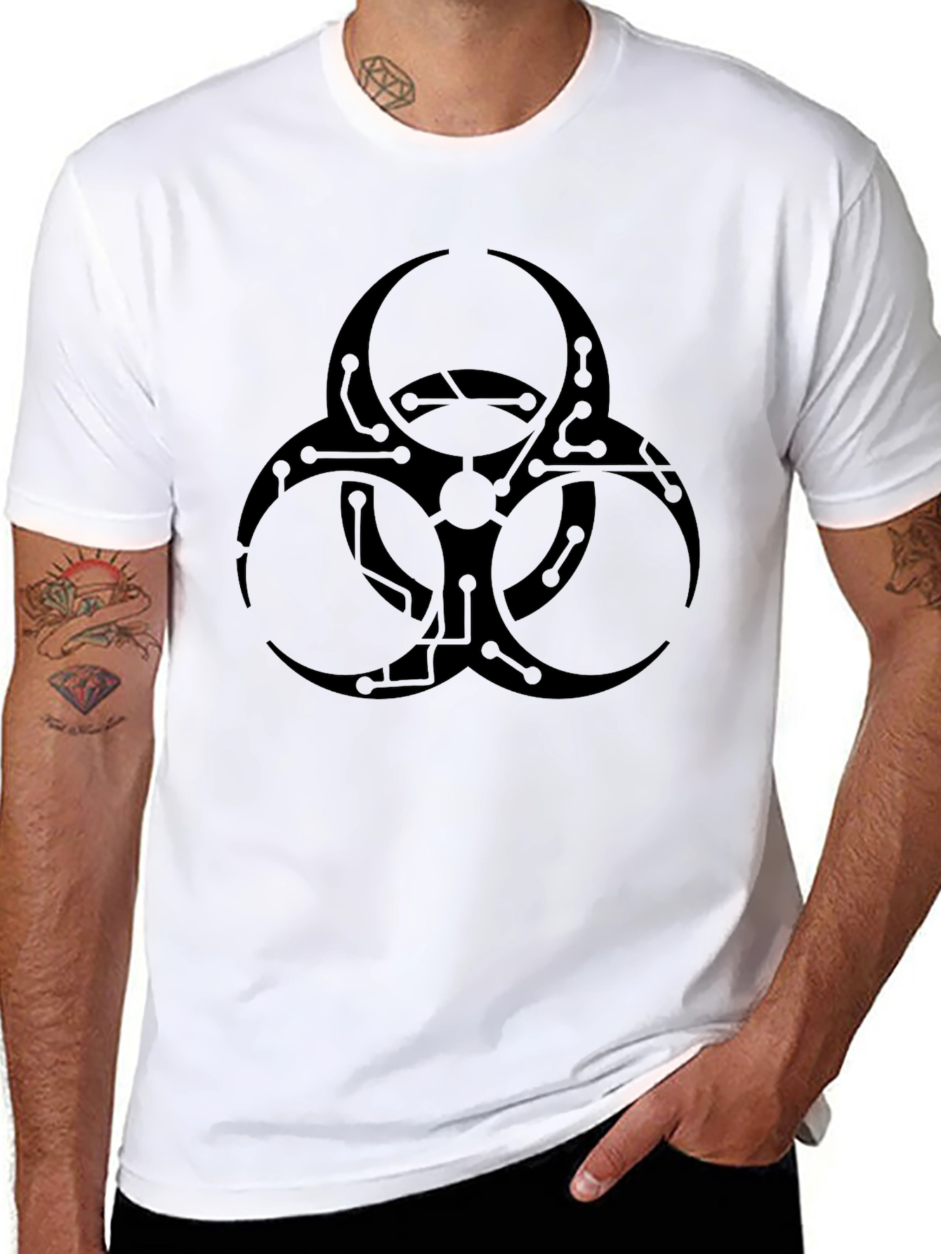 Black Biohazard Tech Graphic T-Shirt