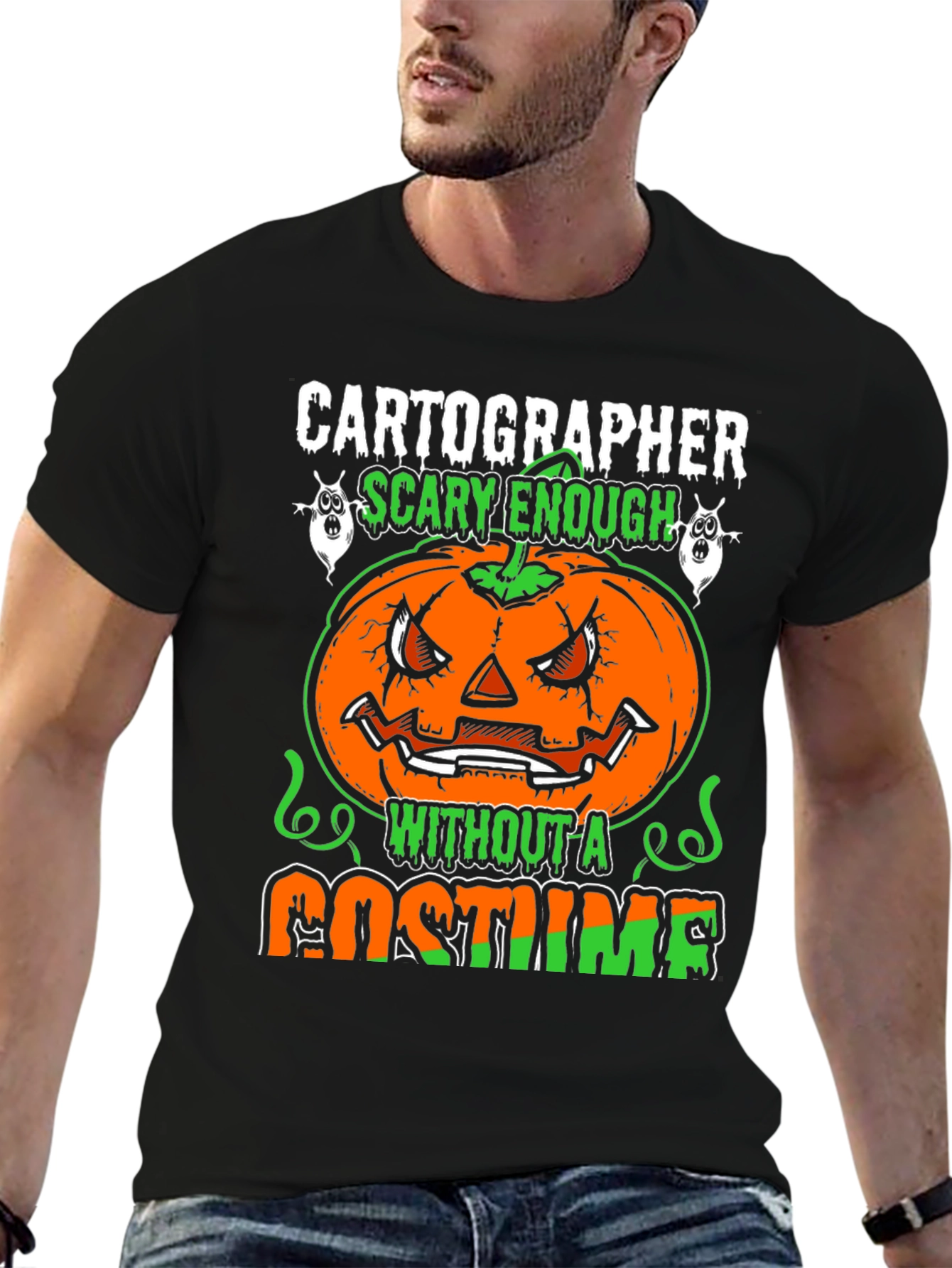 Cartographer Halloween T-Shirt - Scary Pumpkin Design
