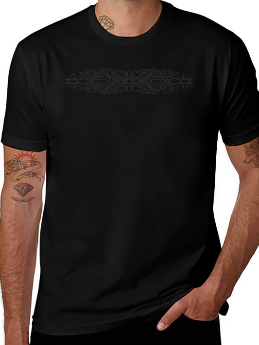 Black T-Shirt with Subtle Ornamental Design