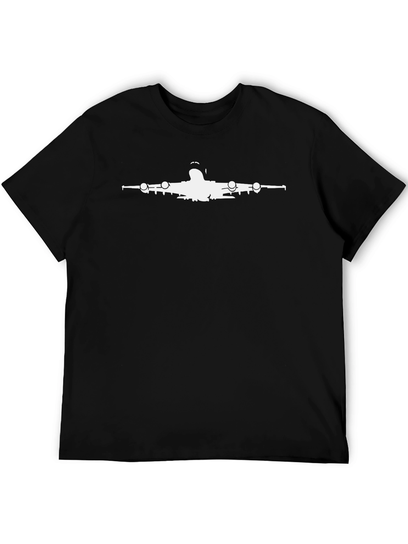 Airplane Graphic Tee - Black Crew Neck T-Shirt